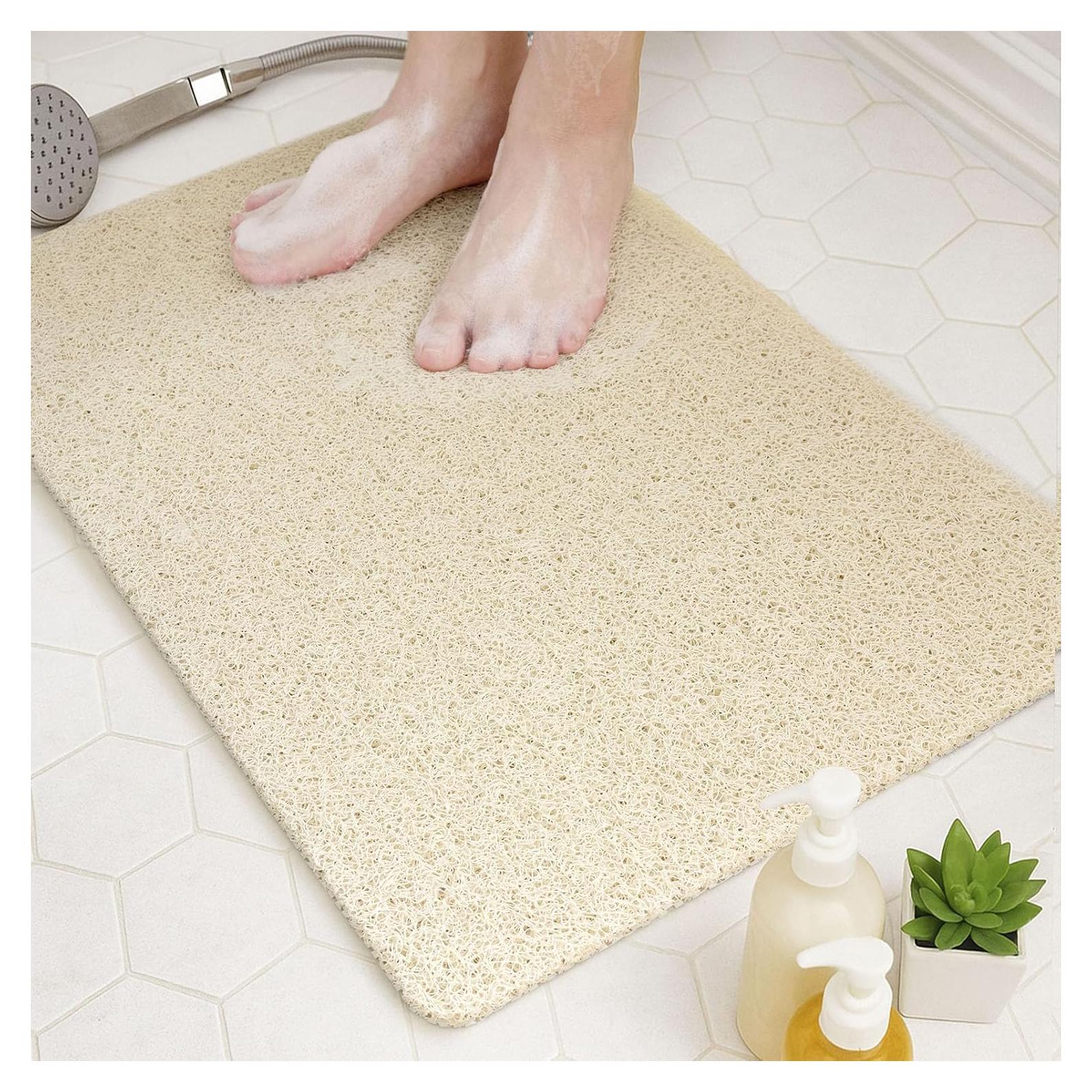 Alfombra de Baño Antideslizante Siloloom 61x41 cm Beige PVC