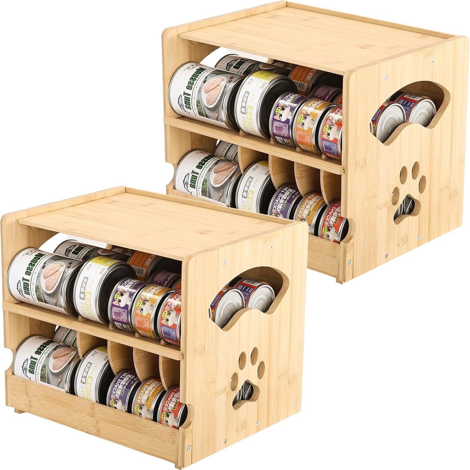 Organizador de Latas de Comida para Gatos HOSASSPER - Bambú, 42 Latas