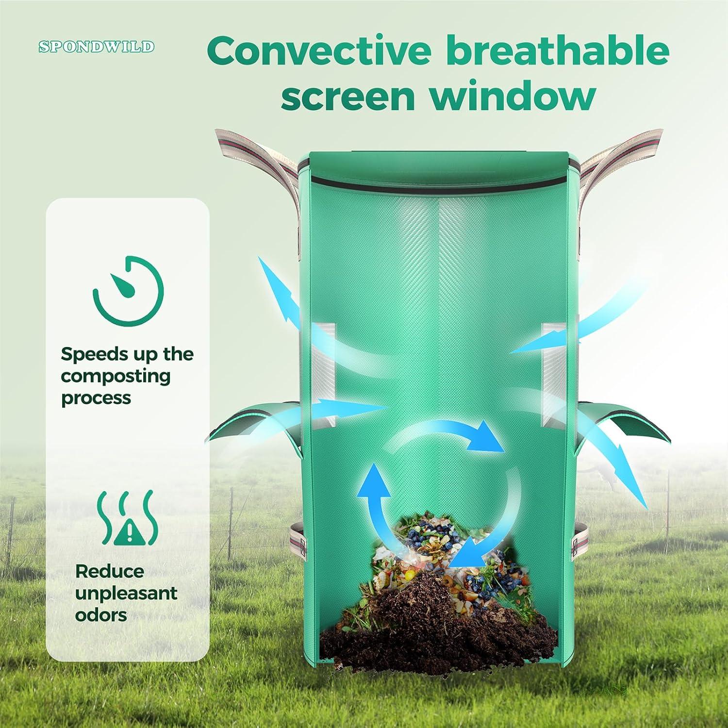 Contenedor de Compostaje Exterior SPONDWILD 54.4L Verde