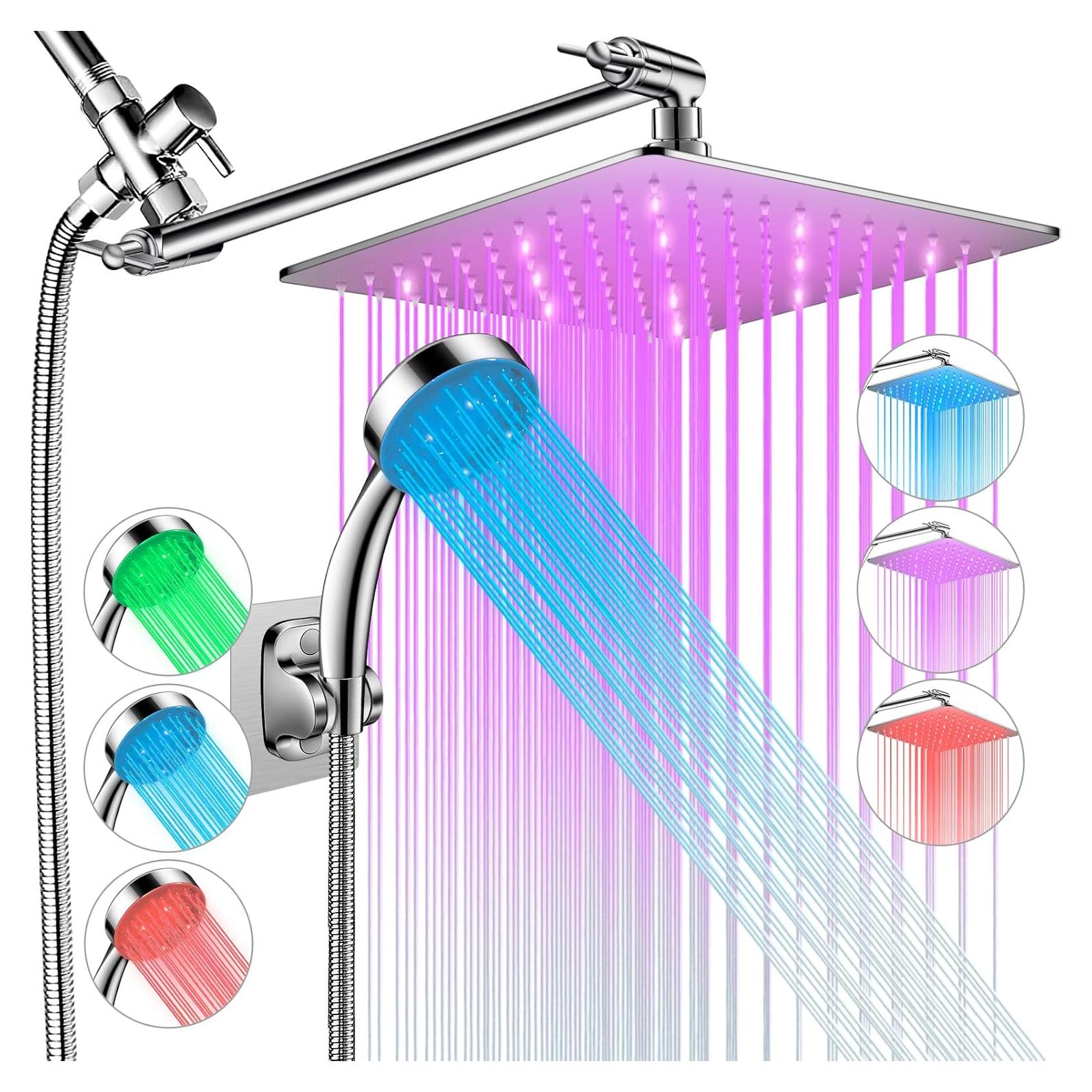 Cabezal de Ducha LED HUUKE 10" Alta Presión Acero Inoxidable