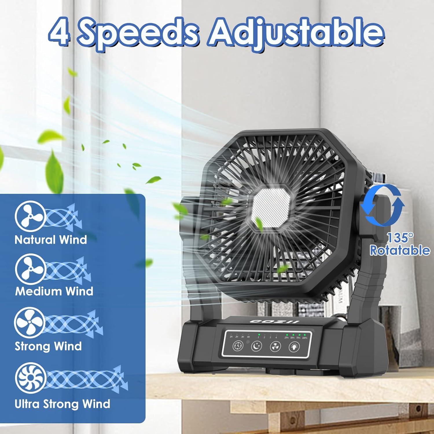 Ventilador a Batería COZII HY8206 Recargable 20000mAh con LED