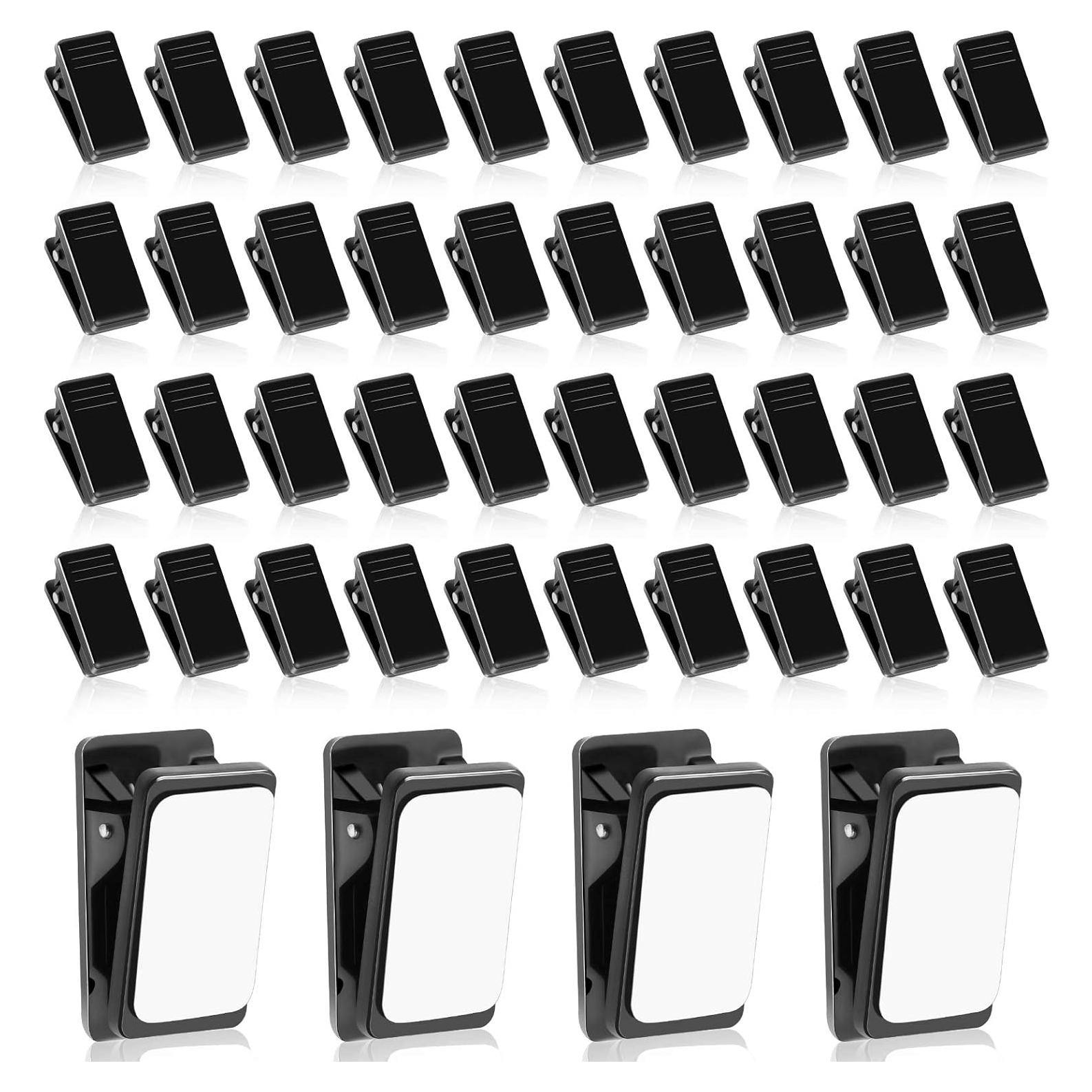 50 Clips Autoadhesivos Prudiut para Colgar Fotos y Pósters Negros