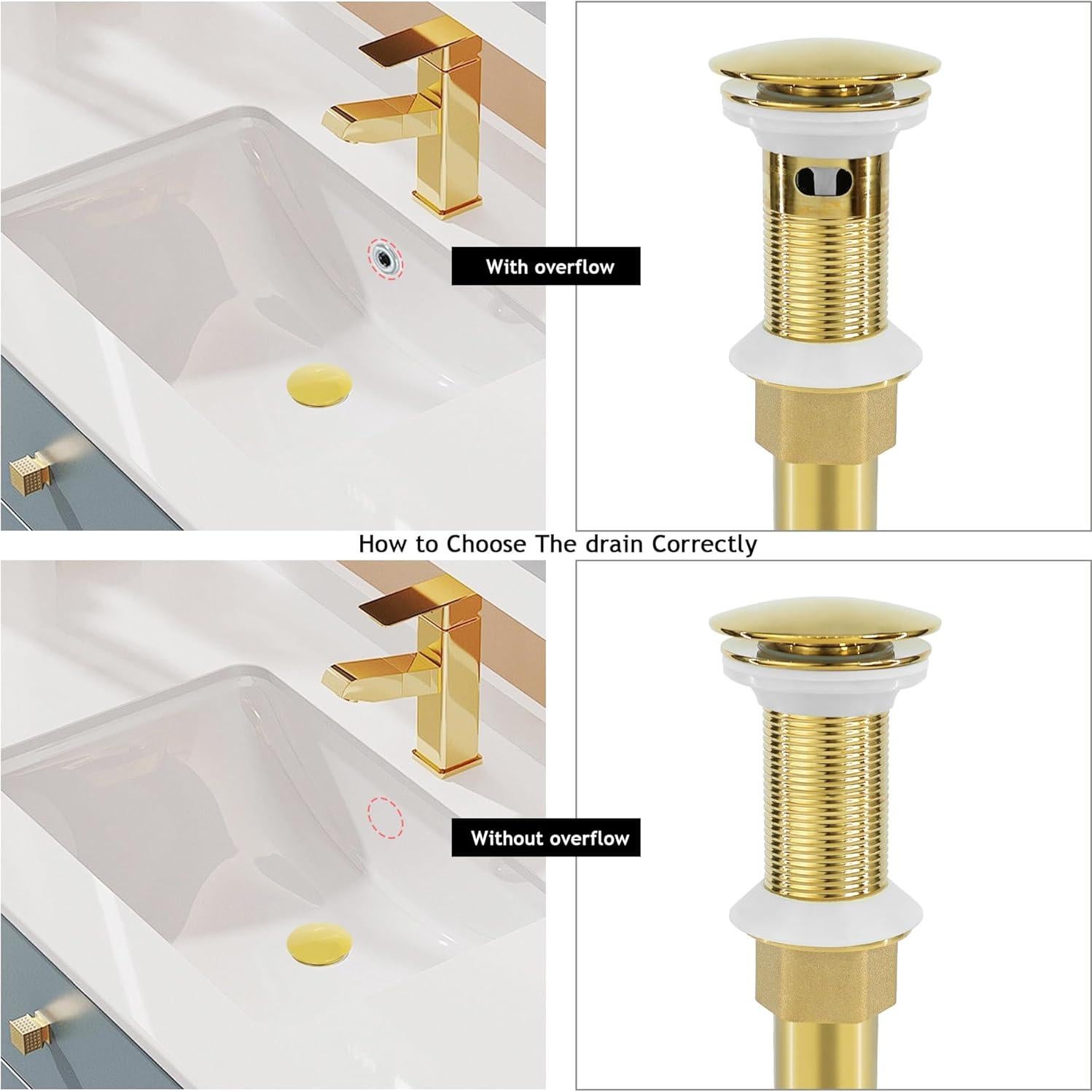 Desagüe de lavabo de baño Rackickyer 2 Paquetes Dorado con Filtro