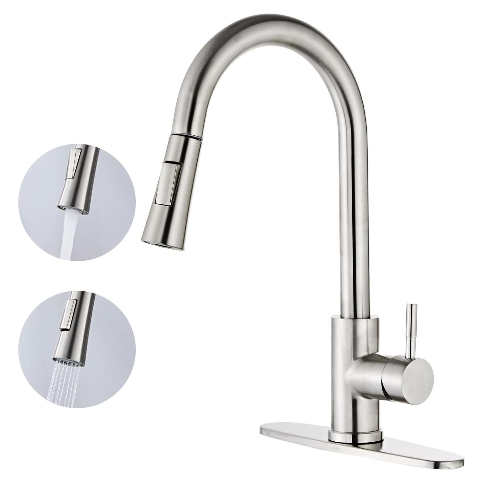 Grifo de Cocina LOUEVIDO Níquel Cepillado con Rocío Extraíble