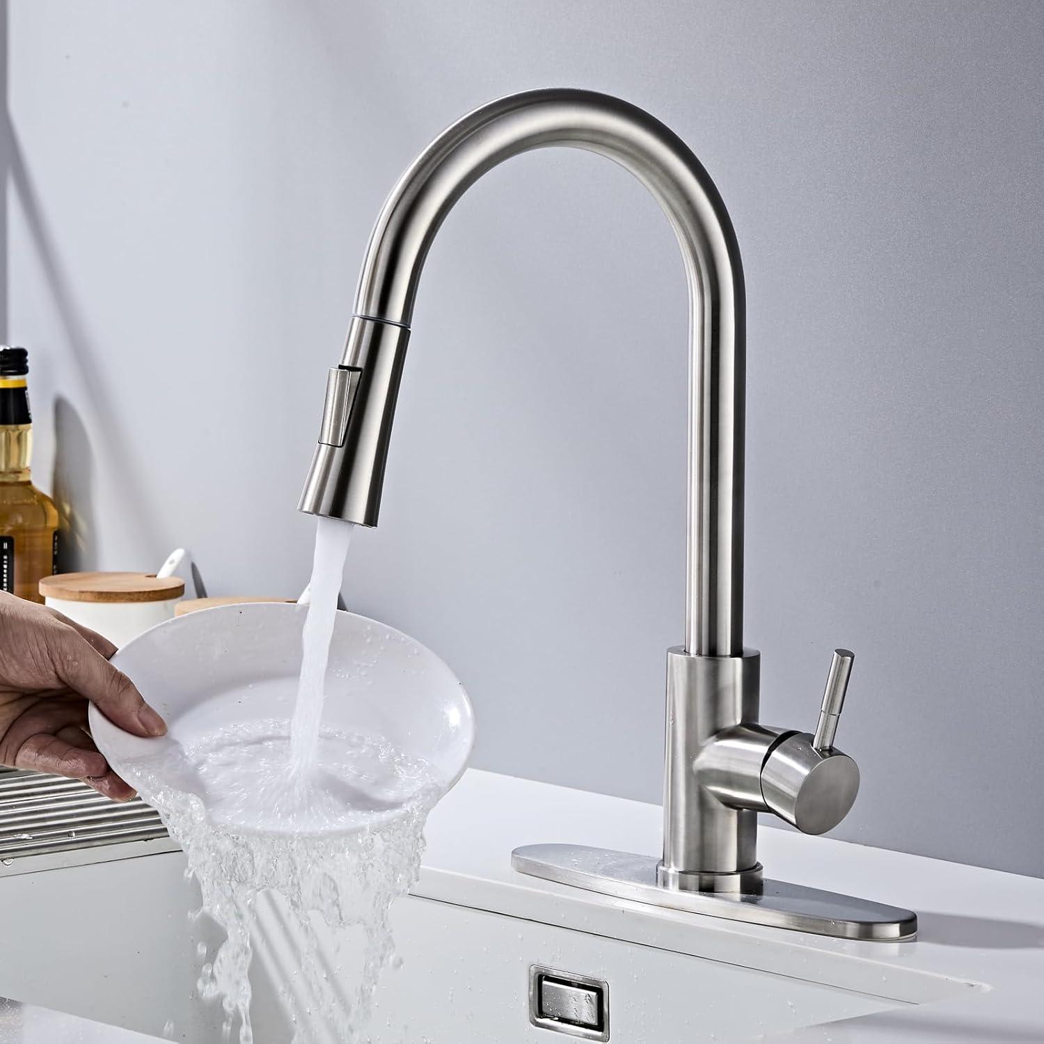 Grifo de Cocina LOUEVIDO Níquel Cepillado con Rocío Extraíble