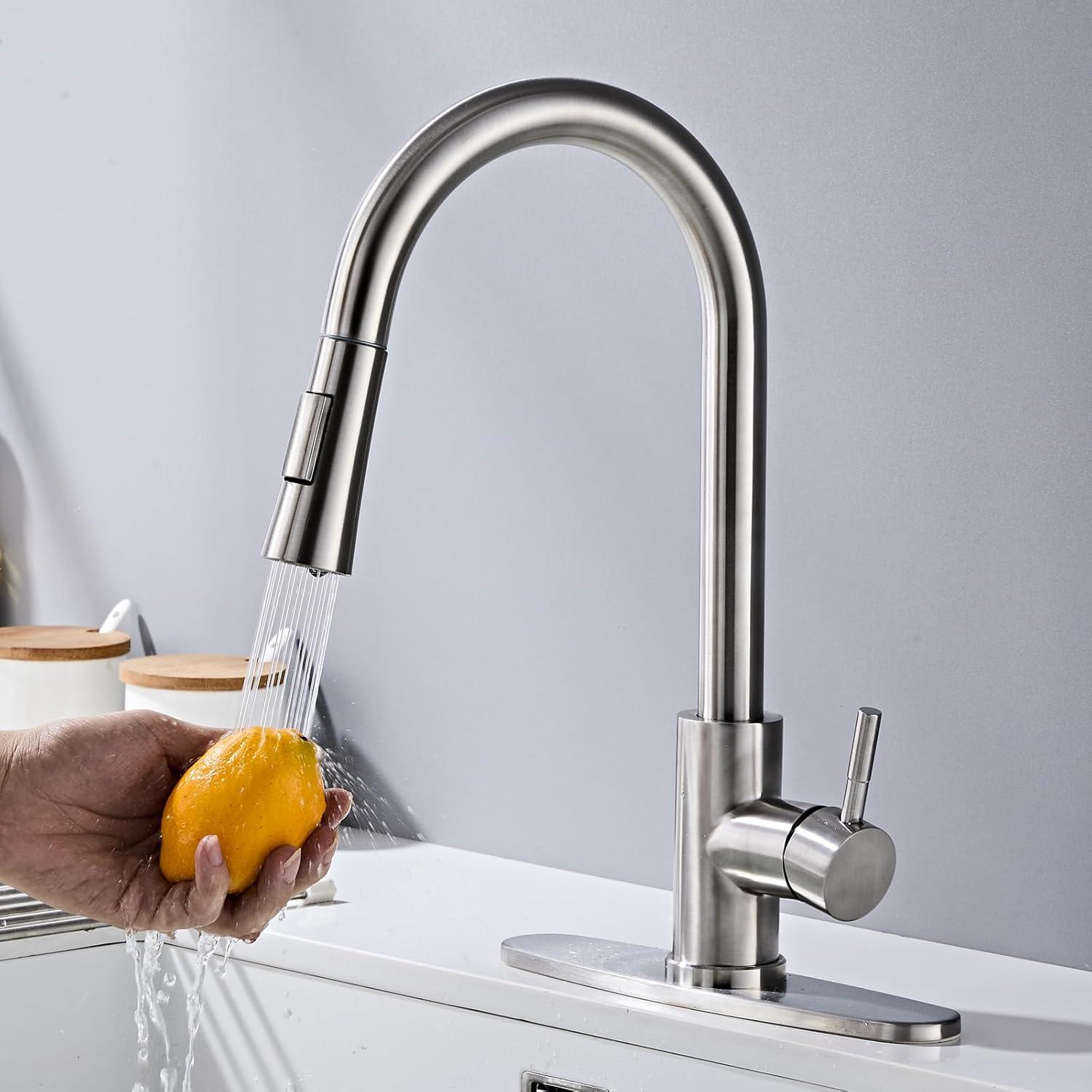 Grifo de Cocina LOUEVIDO Níquel Cepillado con Rocío Extraíble