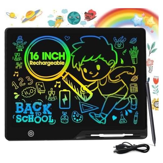 Tableta de Escritura LCD 16" POPERFUN para Niños - Dibujo Borrable
