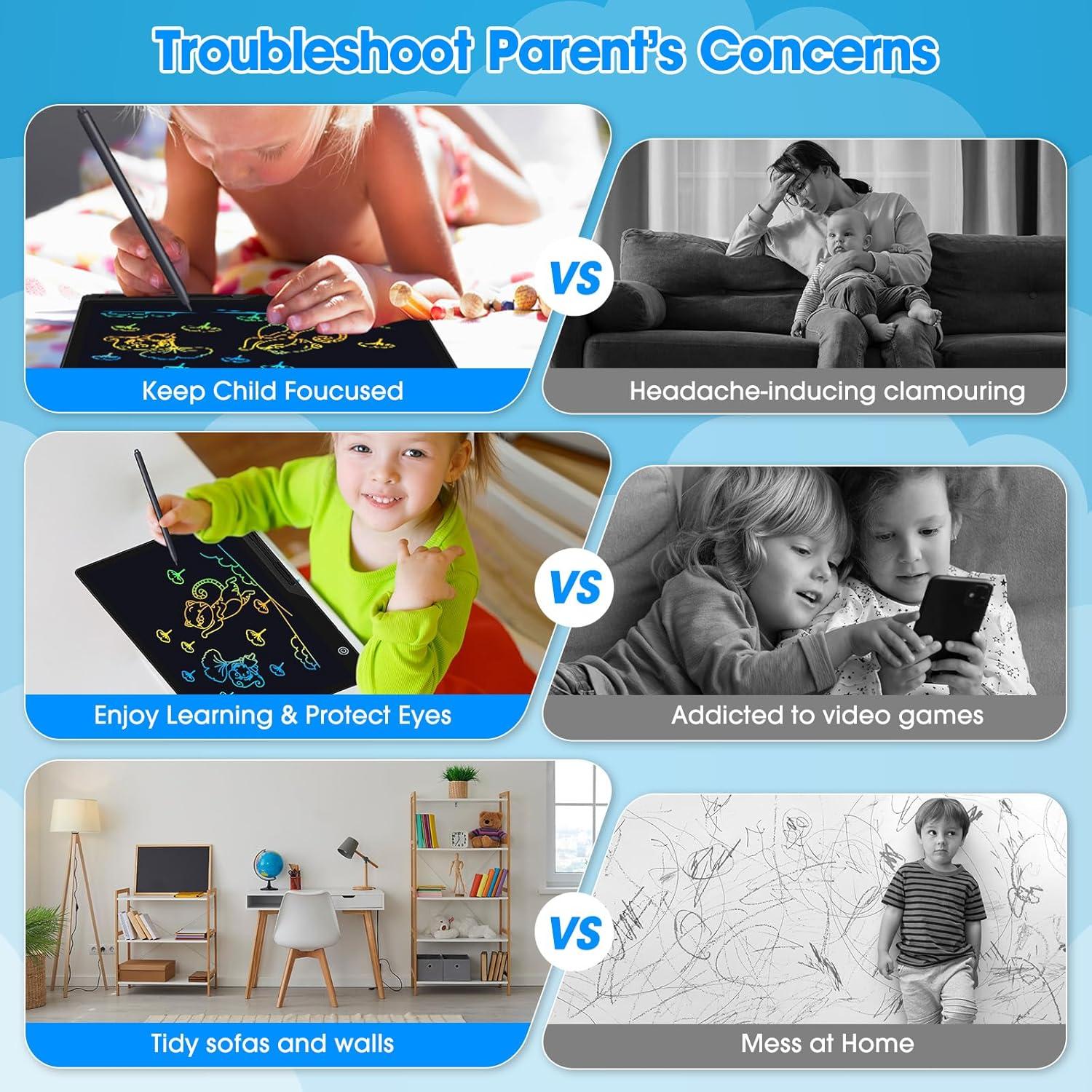 Tableta de Escritura LCD 16" POPERFUN para Niños - Dibujo Borrable