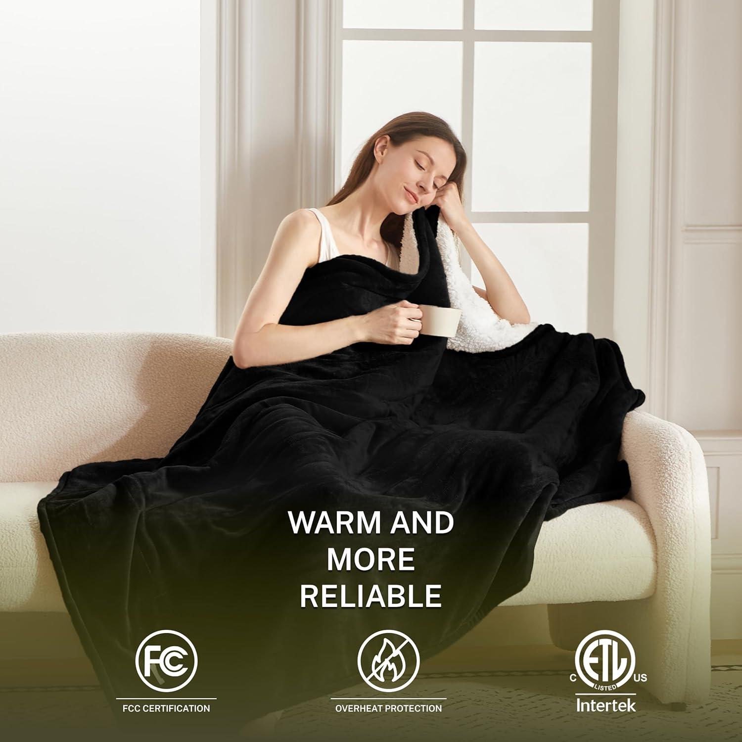 Manta Eléctrica Cozorbt 127x152 cm Reversible con 10 Niveles de Calor