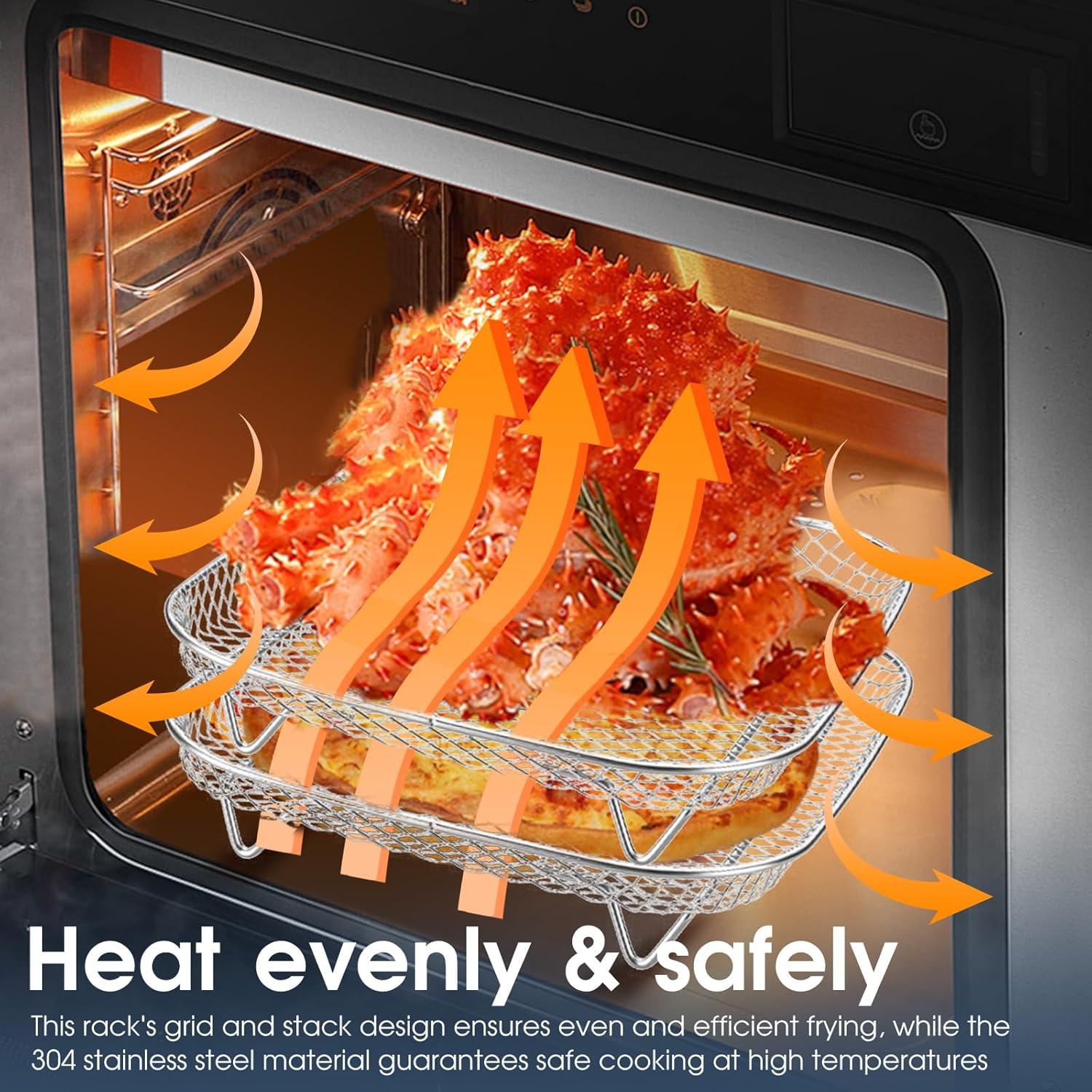 Juego de rejillas de acero inoxidable 304 para freidora de aire 2 capas