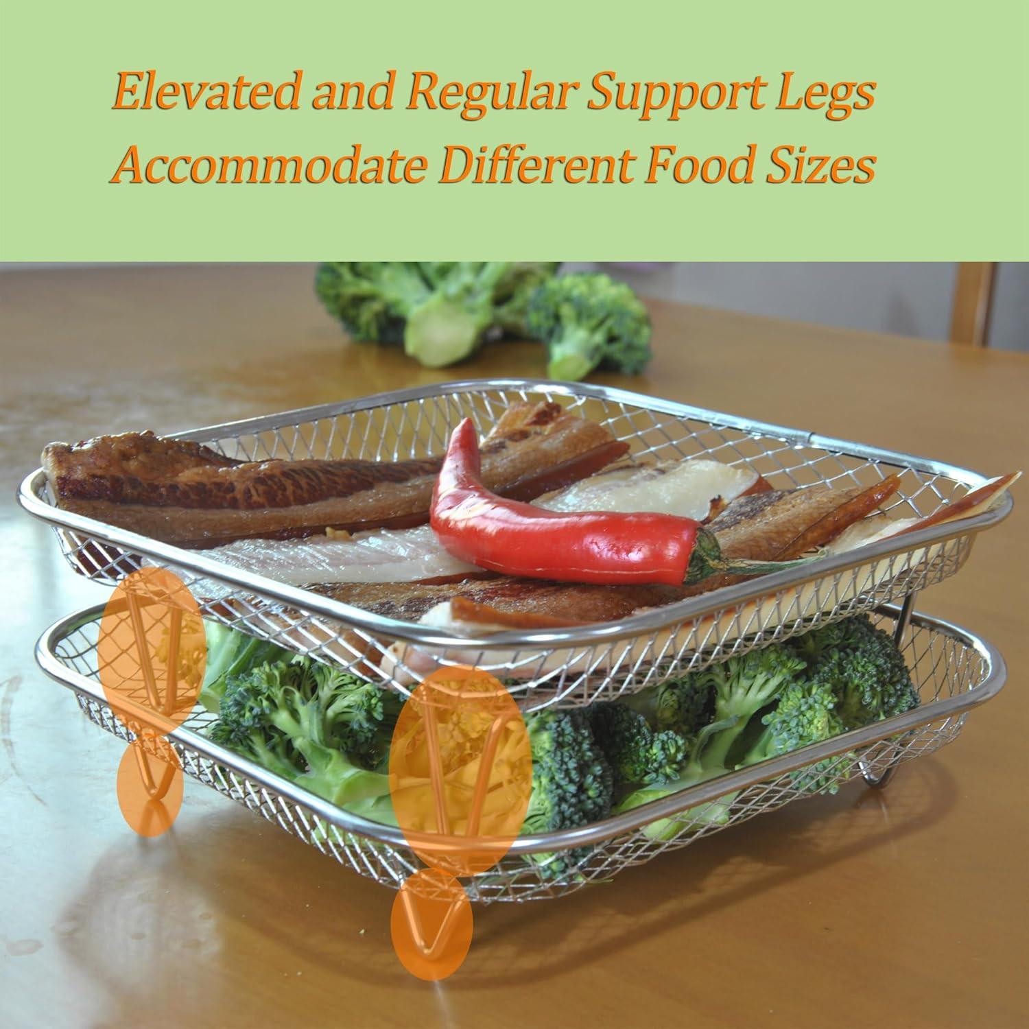 Juego de rejillas de acero inoxidable 304 para freidora de aire 2 capas