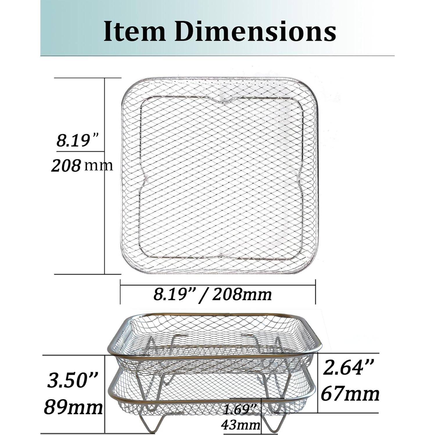 Juego de rejillas de acero inoxidable 304 para freidora de aire 2 capas