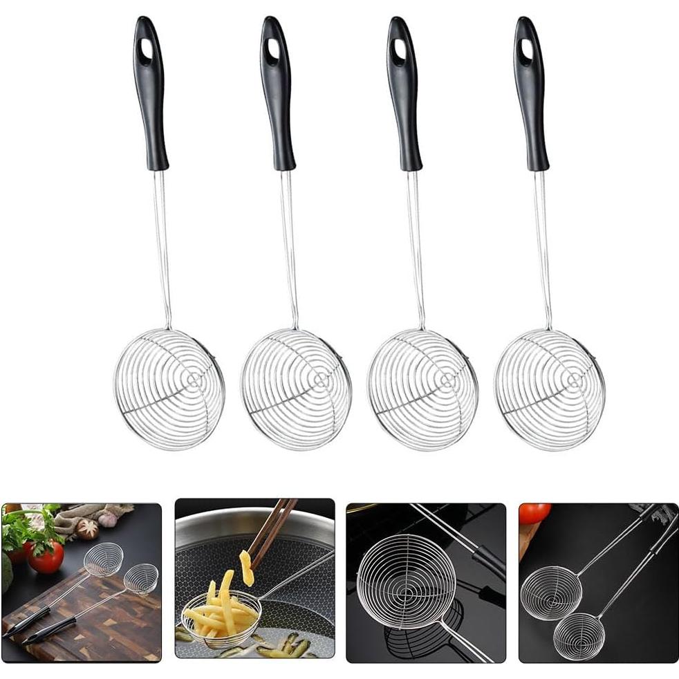 Cucharones de Colador Hemoton 4 Piezas Acero Inoxidable Negro