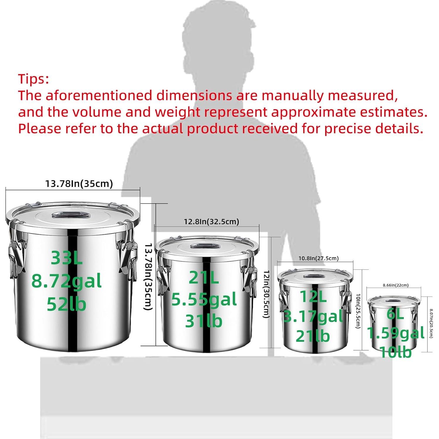 Contenedor de Almacenamiento Hermético Verdeho 6L Acero Inoxidable