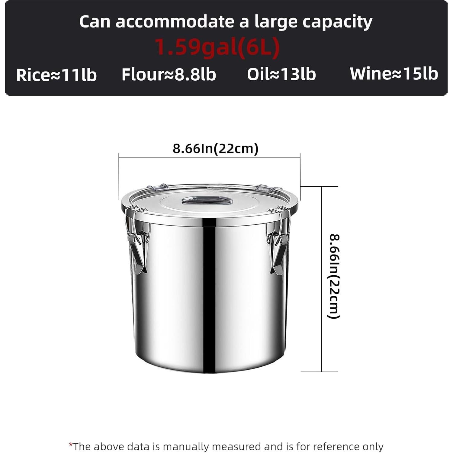 Contenedor de Almacenamiento Hermético Verdeho 6L Acero Inoxidable
