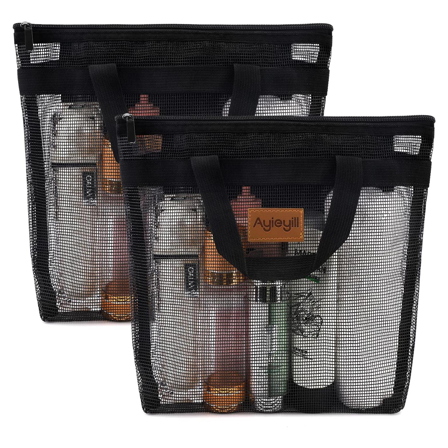 Caddy de Ducha Portátil Ayieyill 28x24 cm Negro 2 Pcs