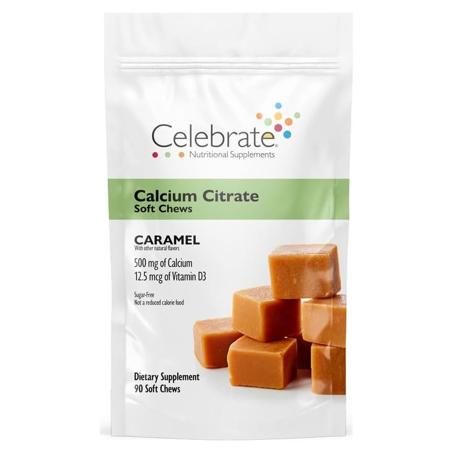 Caramelos Blandos de Calcio Celebrar 500mg + 500 IU Vitamina D3 - 90 Unidades