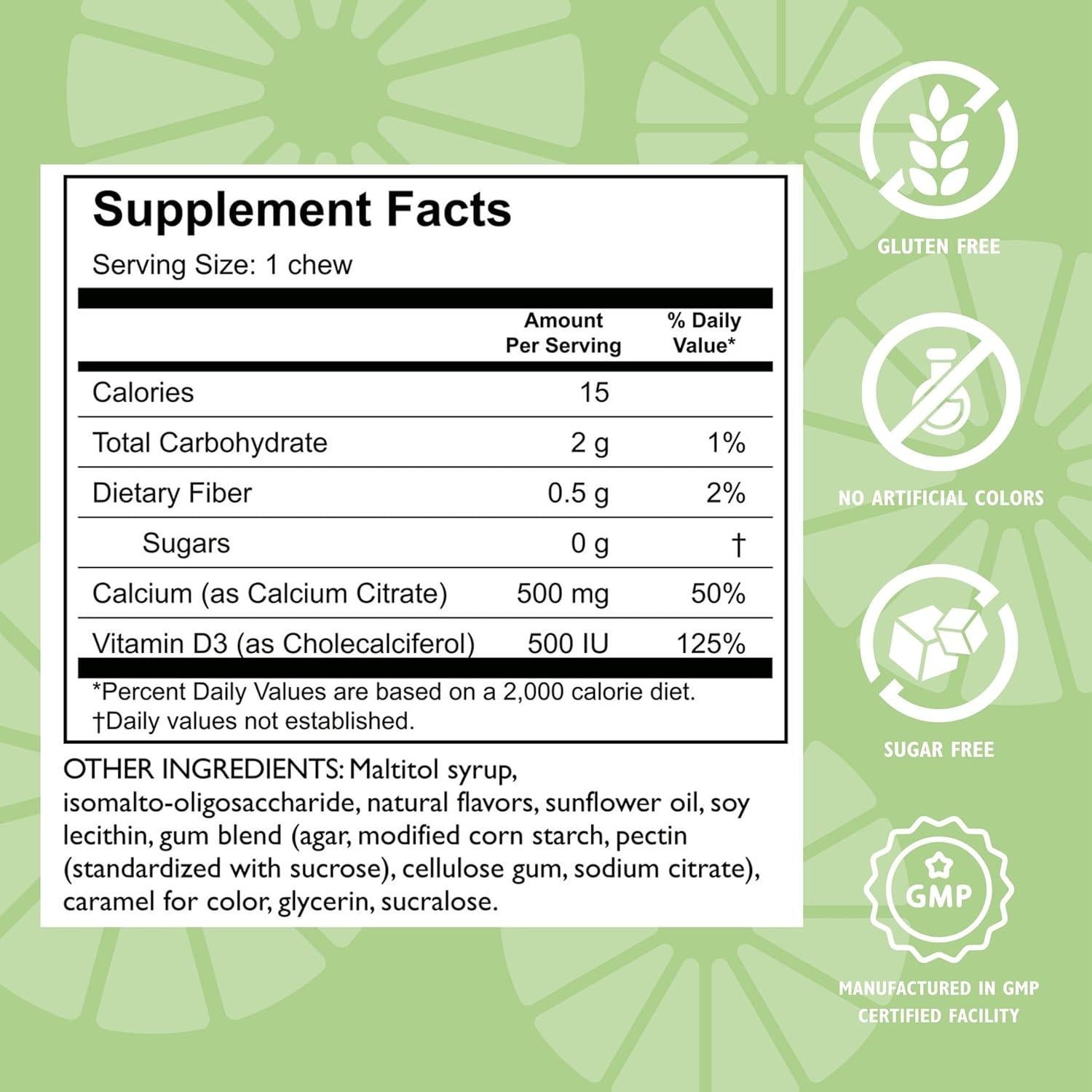 Caramelos Blandos de Calcio Celebrar 500mg + 500 IU Vitamina D3 - 90 Unidades