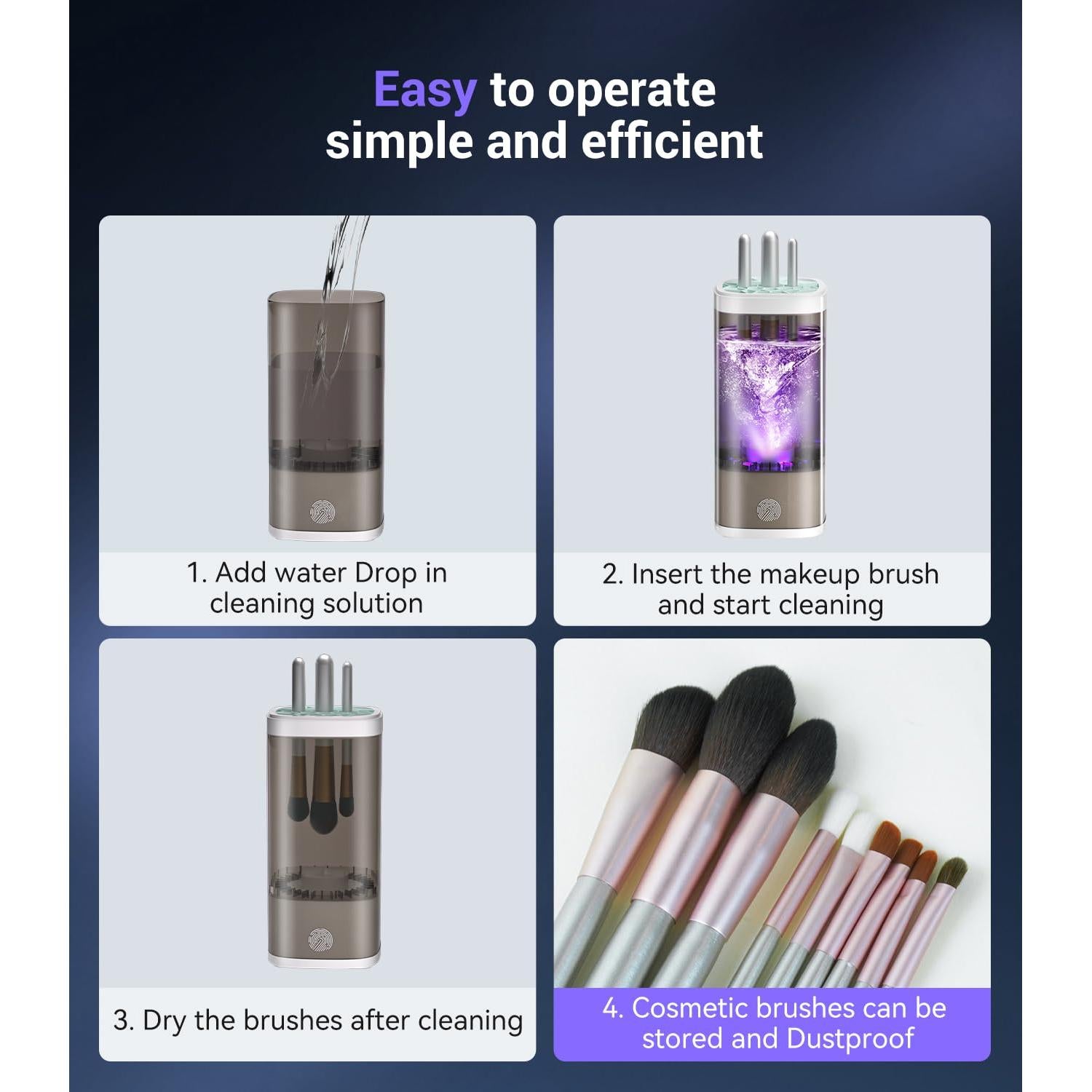 Limpiador de Brochas de Maquillaje MSDQQTIY 3.0 Gris 358g