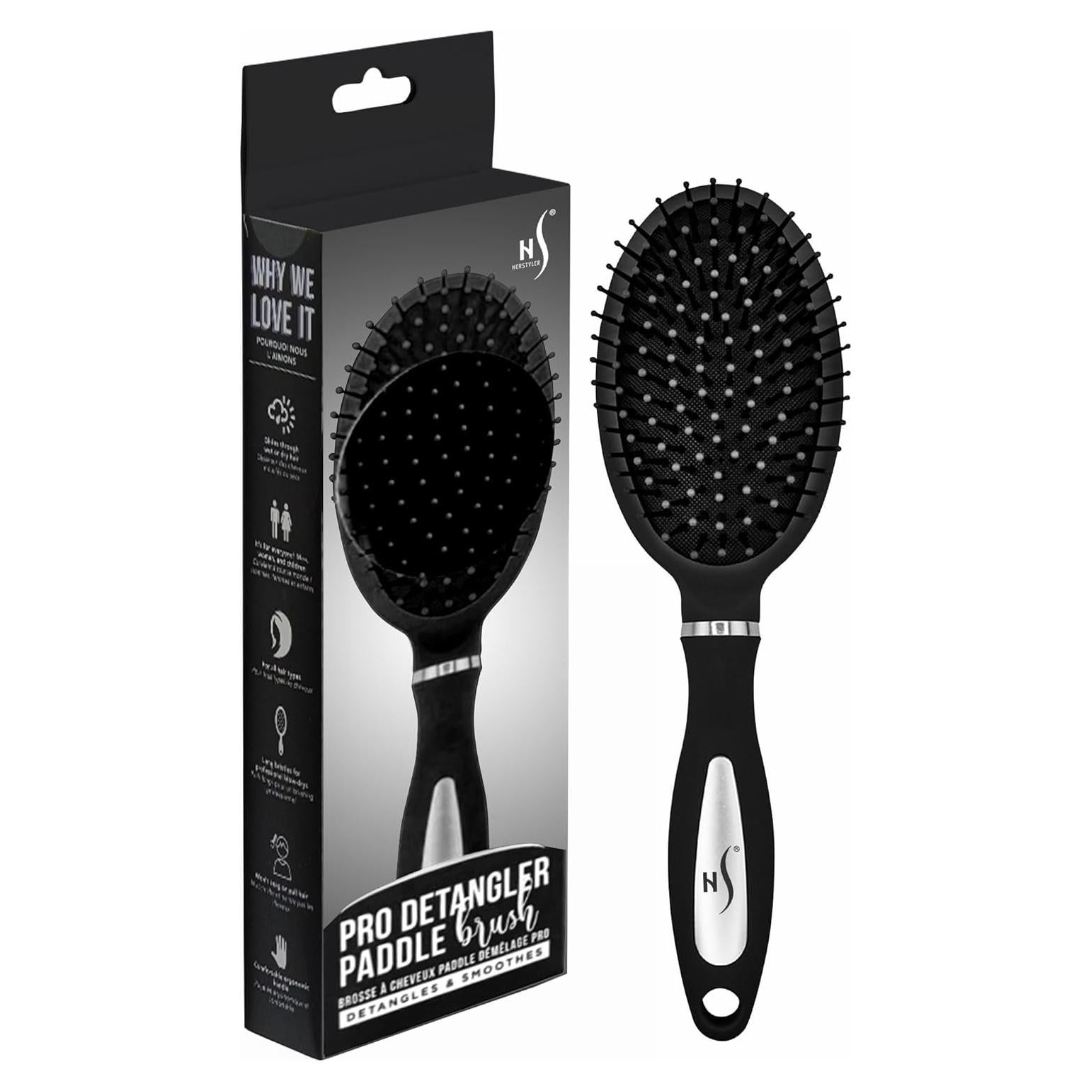 Cepillo Desenredante Herstyler Negro para Cabello Grueso