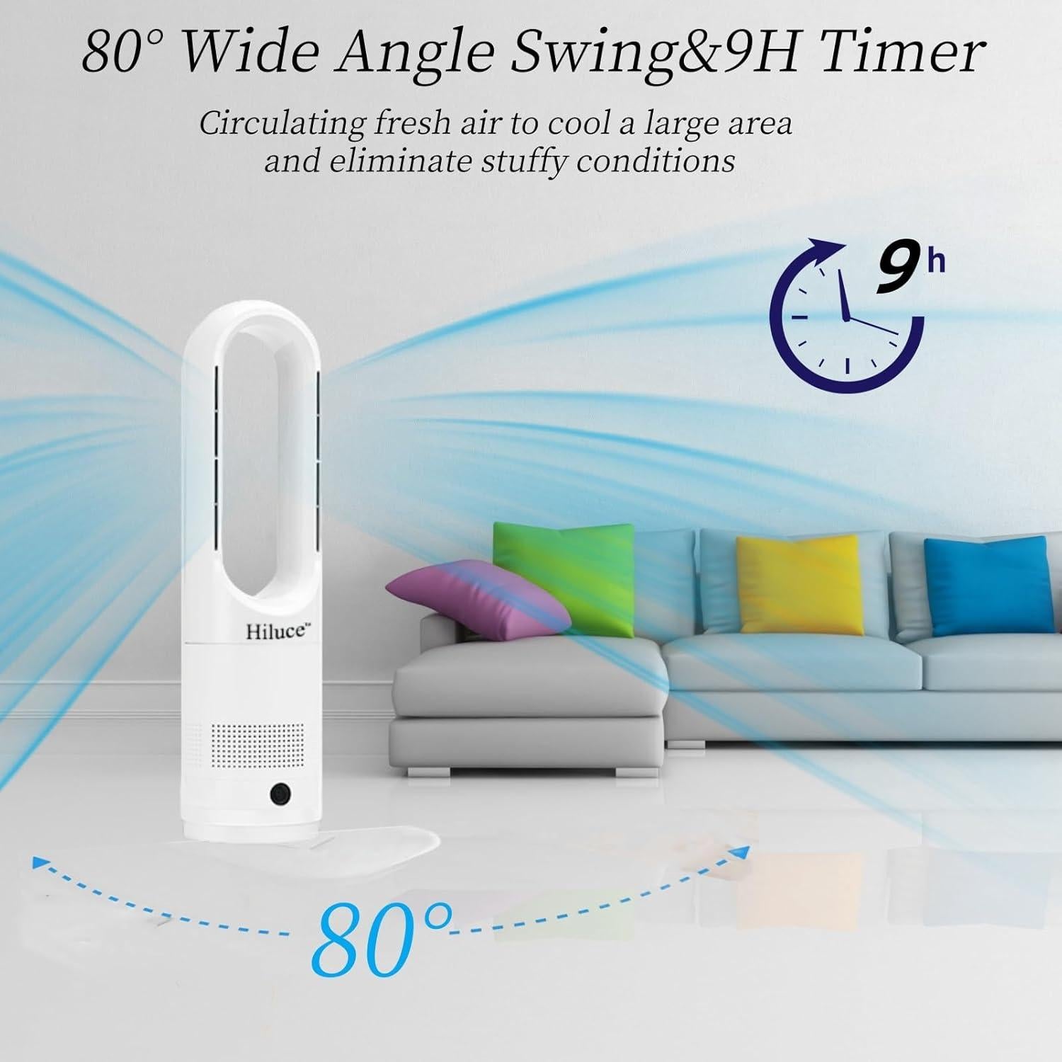 Ventilador de Torre Sin Aspas Hiluce AM-018 56cm 30dB 8 Velocidades