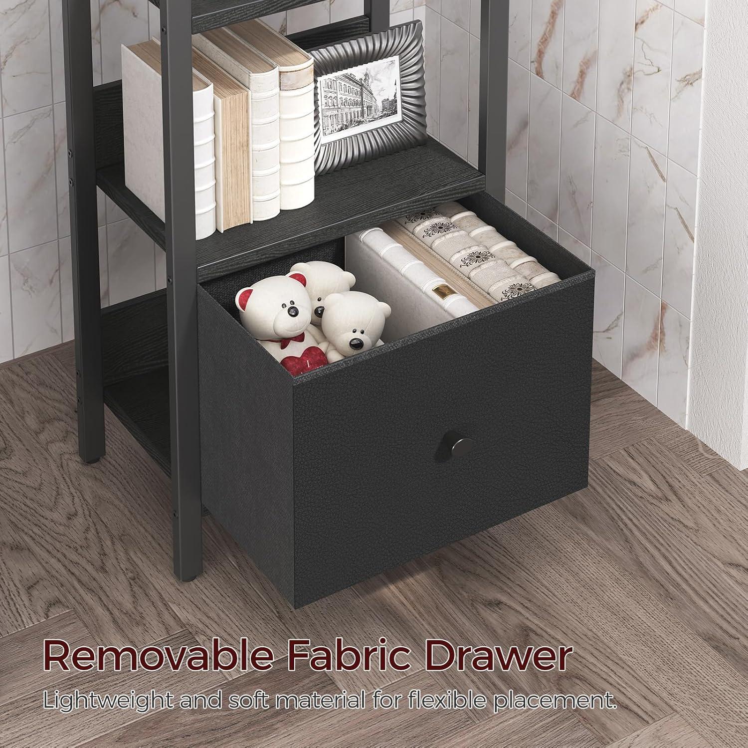 Estantería 5 Niveles MAHANCRIS con Cajón Extraíble Negro