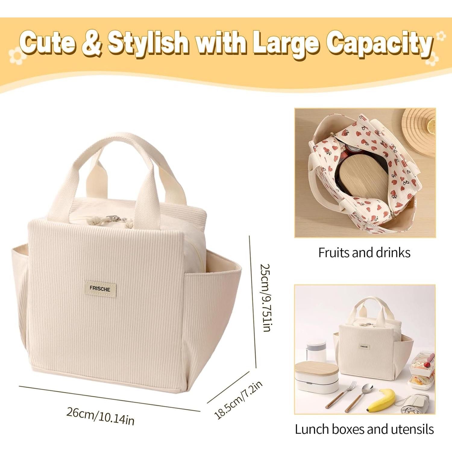 Bolsa de Almuerzo Aislada FAMTUDE Corduroy Beige 13.5L