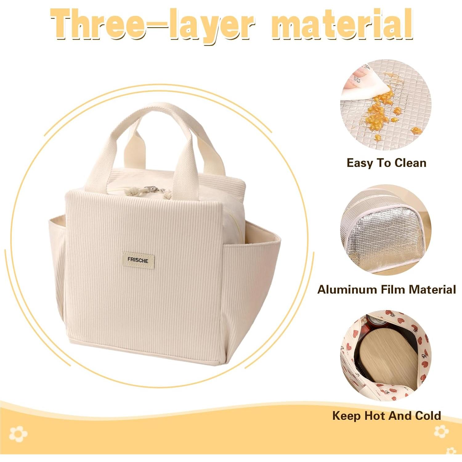 Bolsa de Almuerzo Aislada FAMTUDE Corduroy Beige 13.5L