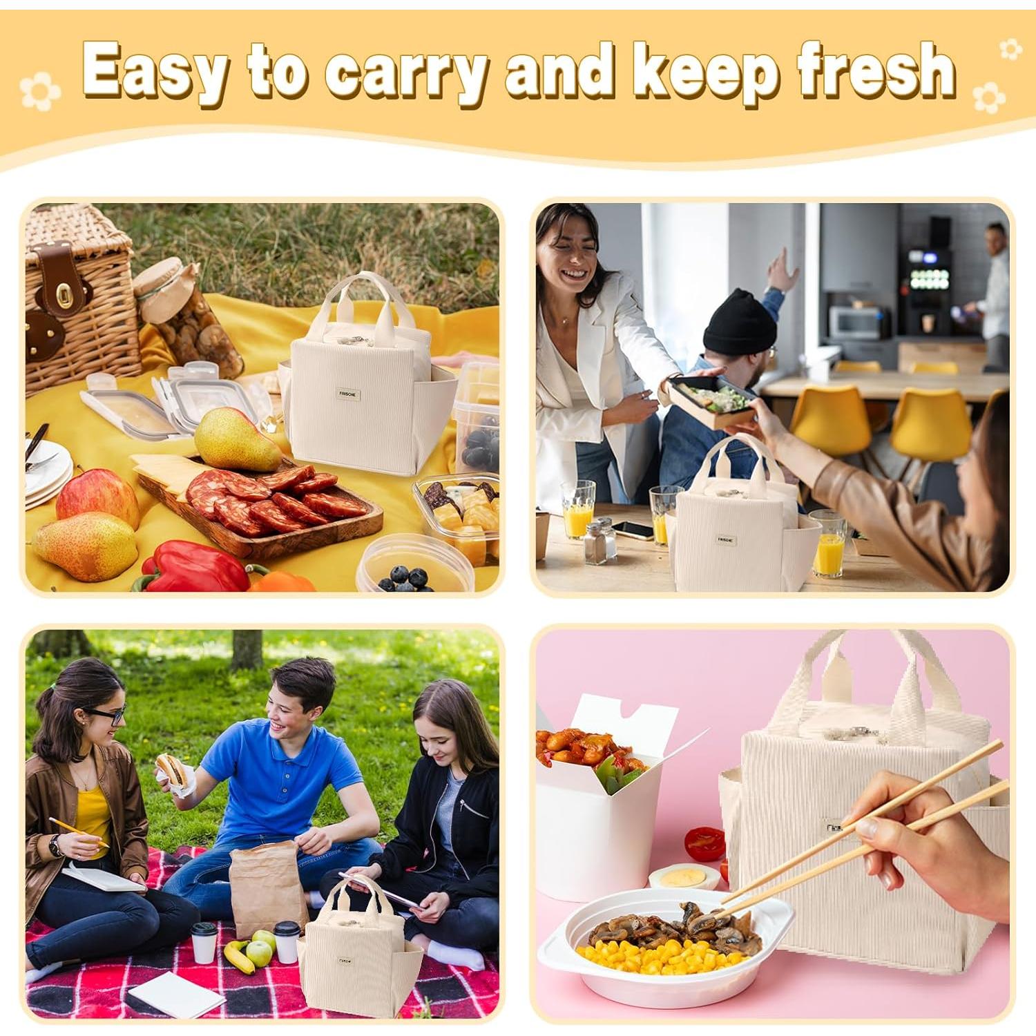 Bolsa de Almuerzo Aislada FAMTUDE Corduroy Beige 13.5L