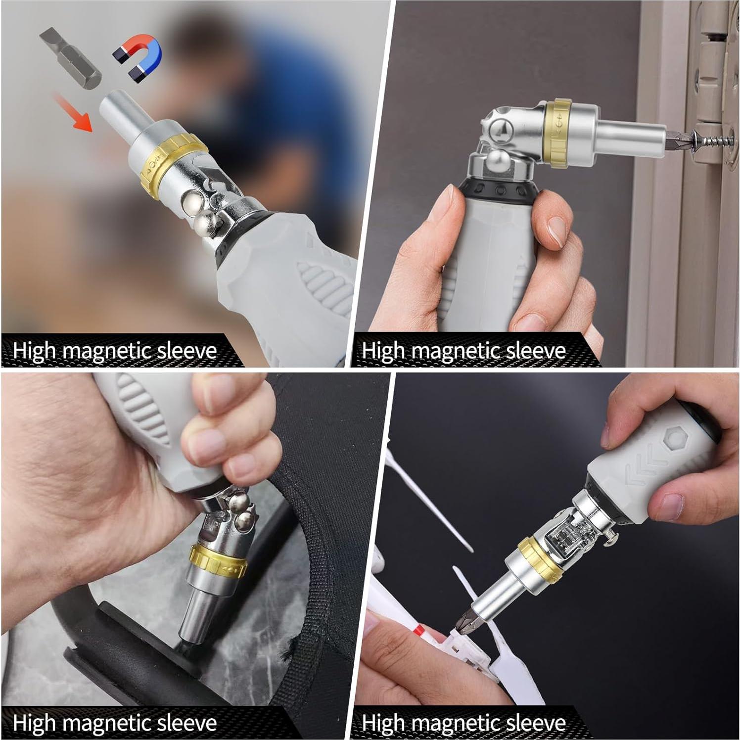 Destornillador de Trinquete AIXGURS 8 en 1 con Puntas Phillips y Torx