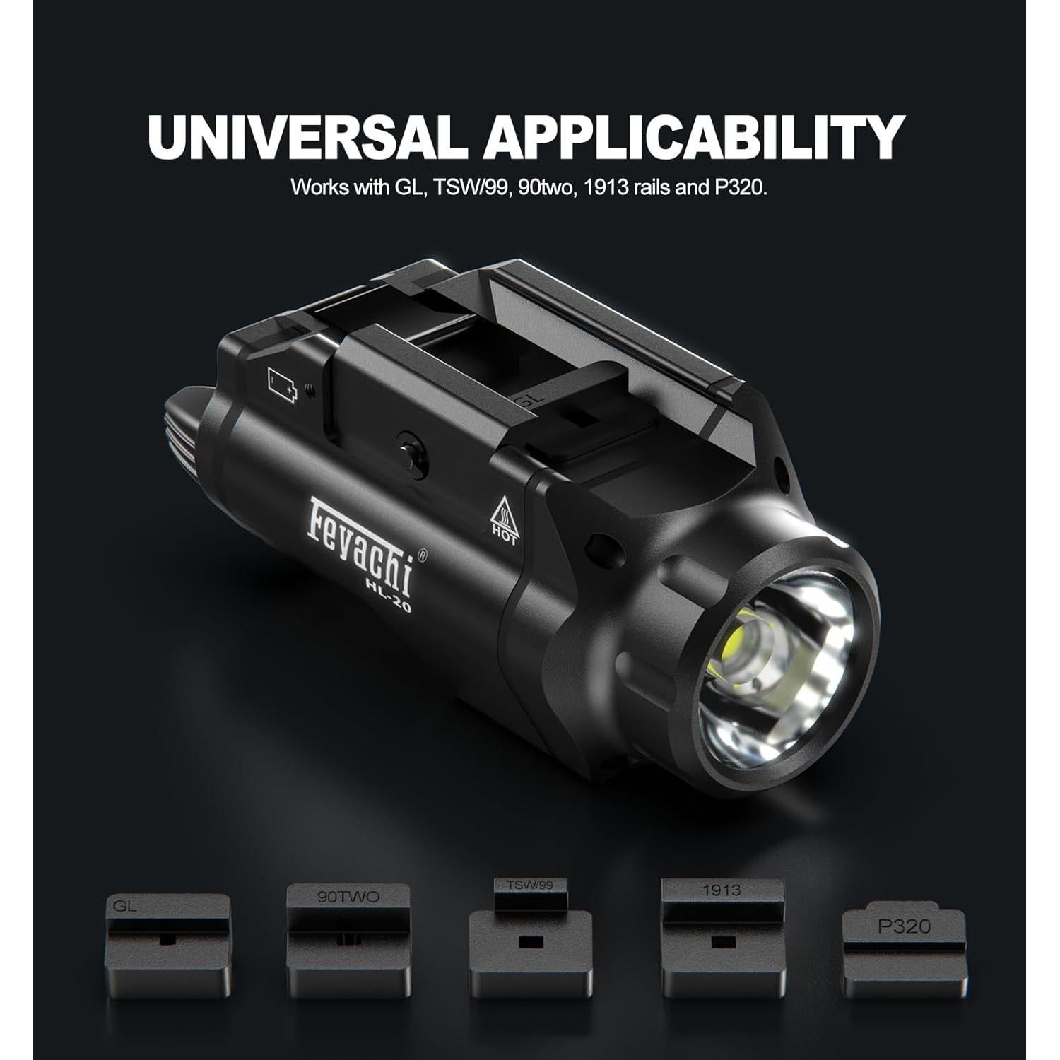 Luz Táctica Feyachi HL-20 1000 Lúmenes IPX5 para Pistola