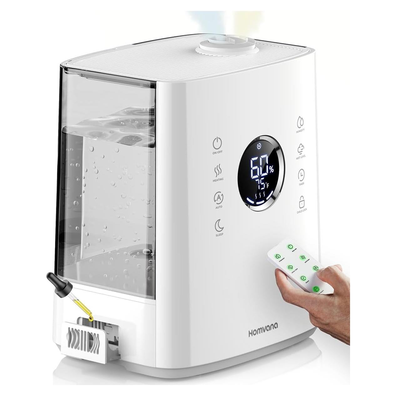 Humidificador Ultrasónico Homvana H111 6.5L Vapor Frío y Caliente