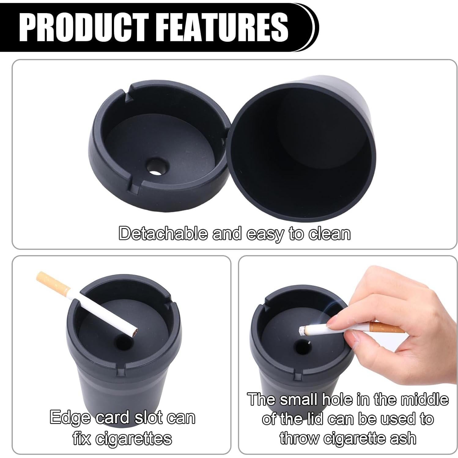 Cenicero de coche ZIMISI a prueba de olores con tapa 10.7x8cm