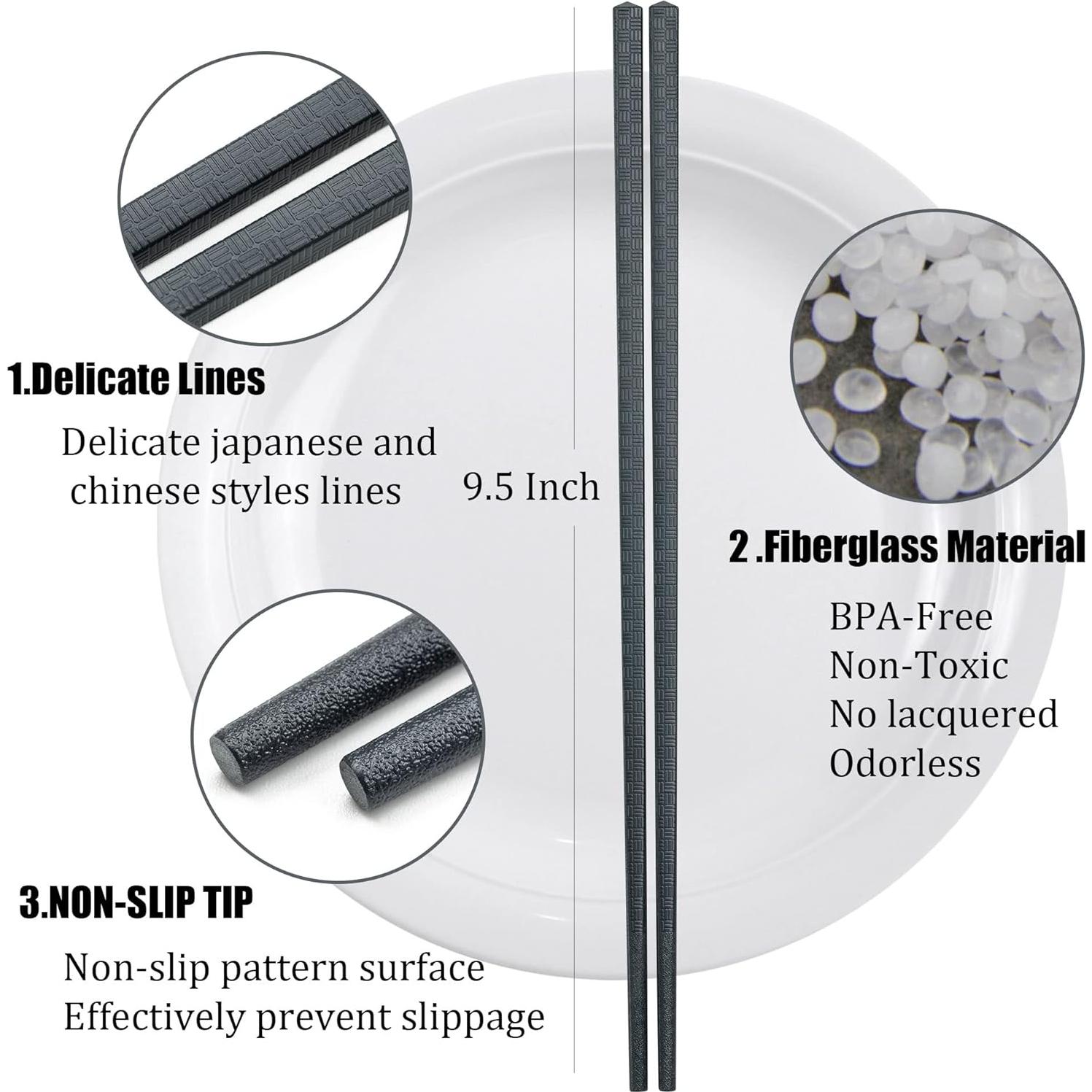 Palillos Reutilizables de Fibra de Vidrio Supjoyes 24.1 cm 5 Pares