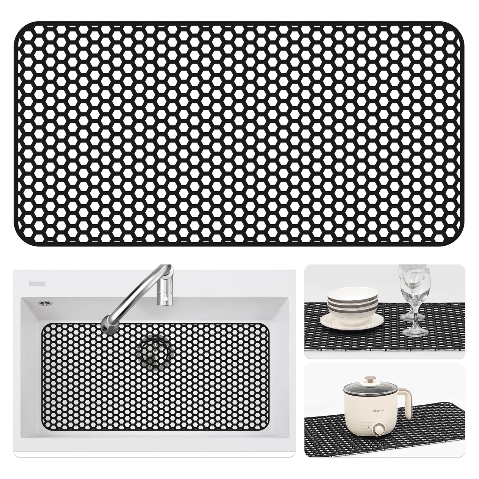 Alfombrilla de Silicona para Fregadero Bestjing 72x36 cm Negra