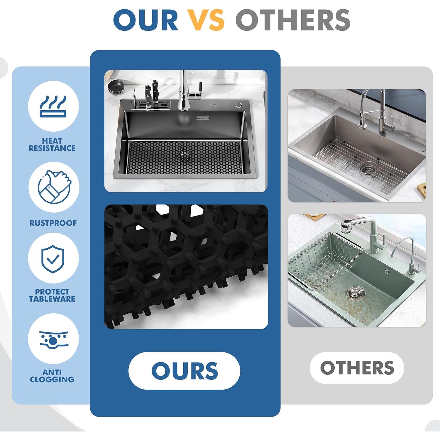 Alfombrilla de Silicona para Fregadero Bestjing 72x36 cm Negra