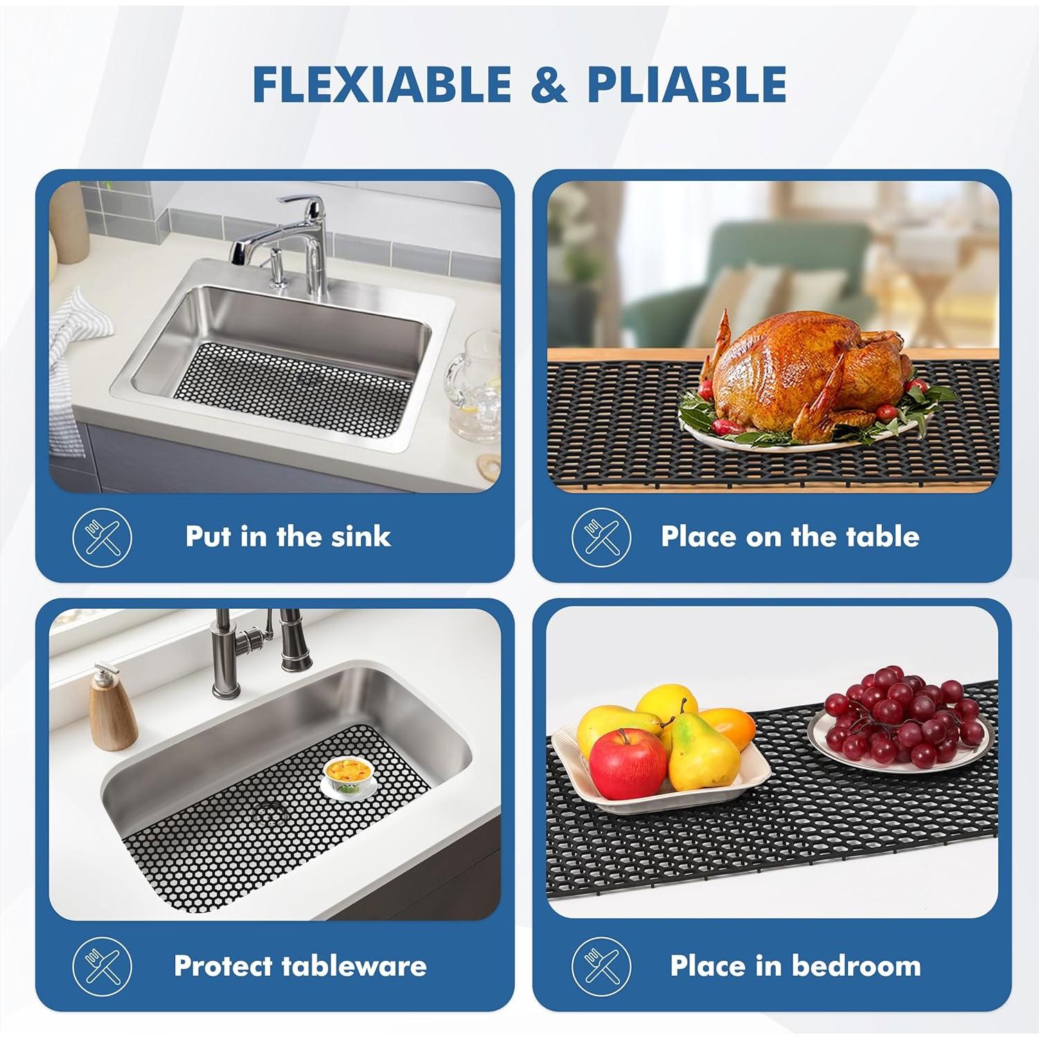 Alfombrilla de Silicona para Fregadero Bestjing 72x36 cm Negra