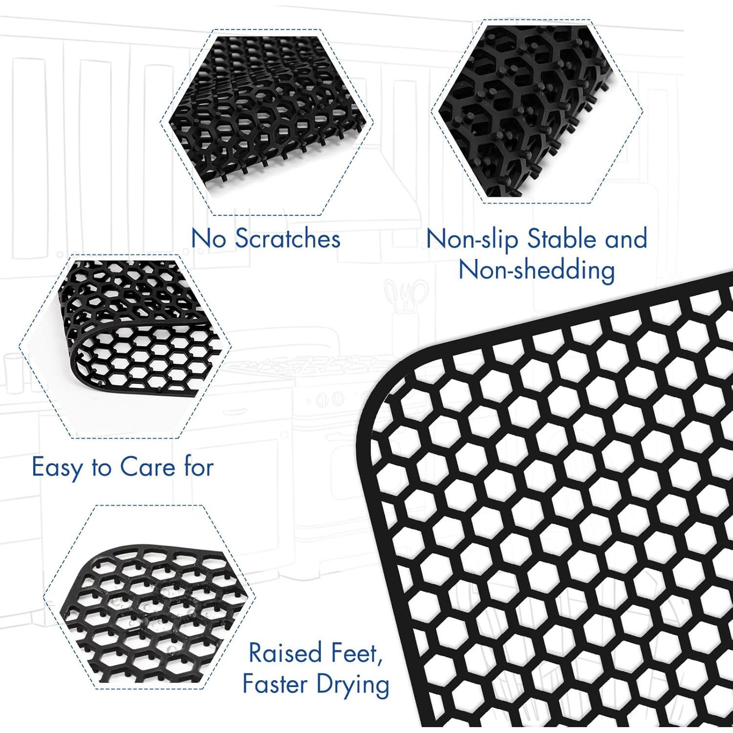 Alfombrilla de Silicona para Fregadero Bestjing 72x36 cm Negra