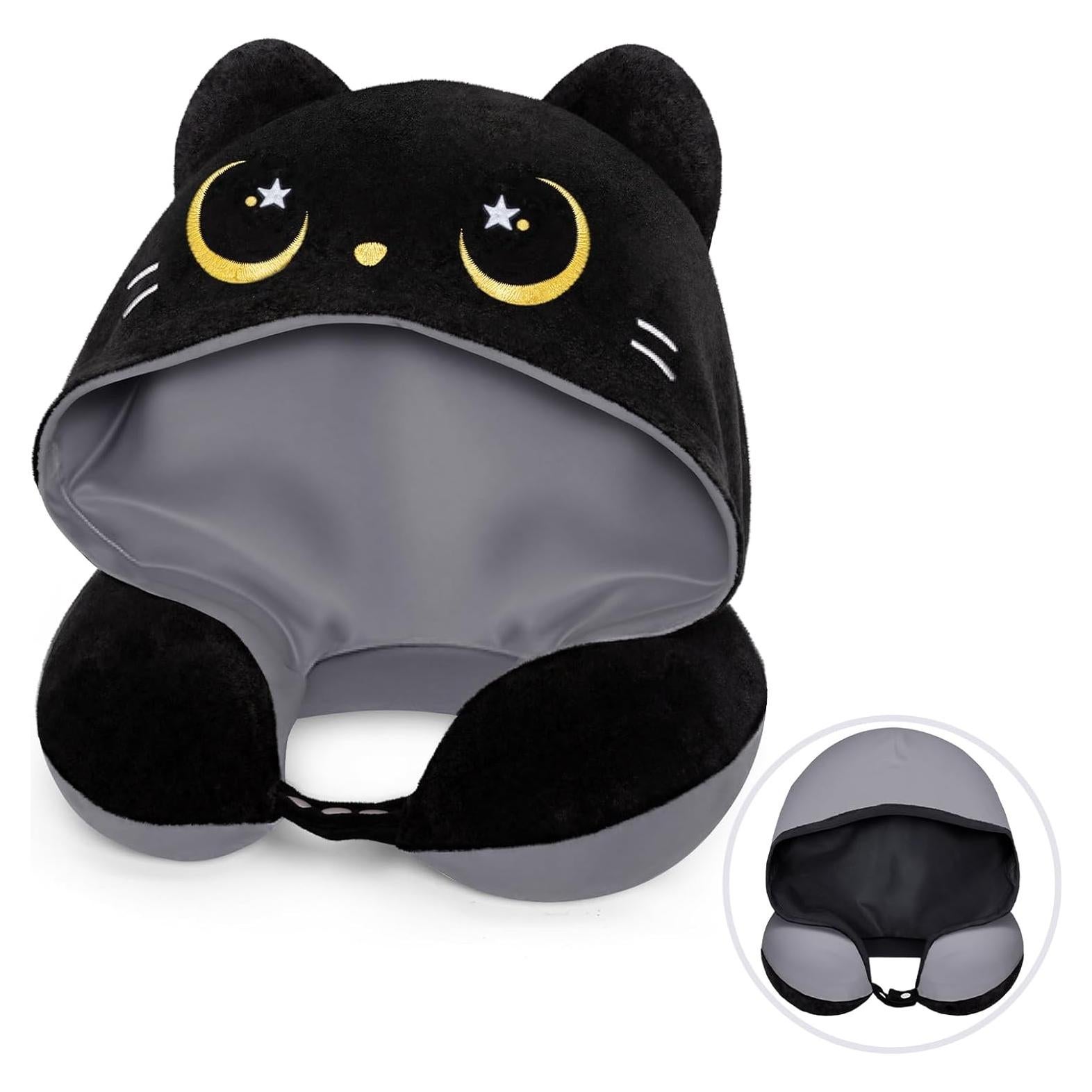 Almohada de Cuello de Viaje Mewaii con Capucha y Espuma de Memoria