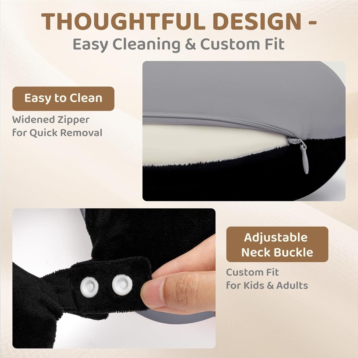 Almohada de Cuello de Viaje Mewaii con Capucha y Espuma de Memoria