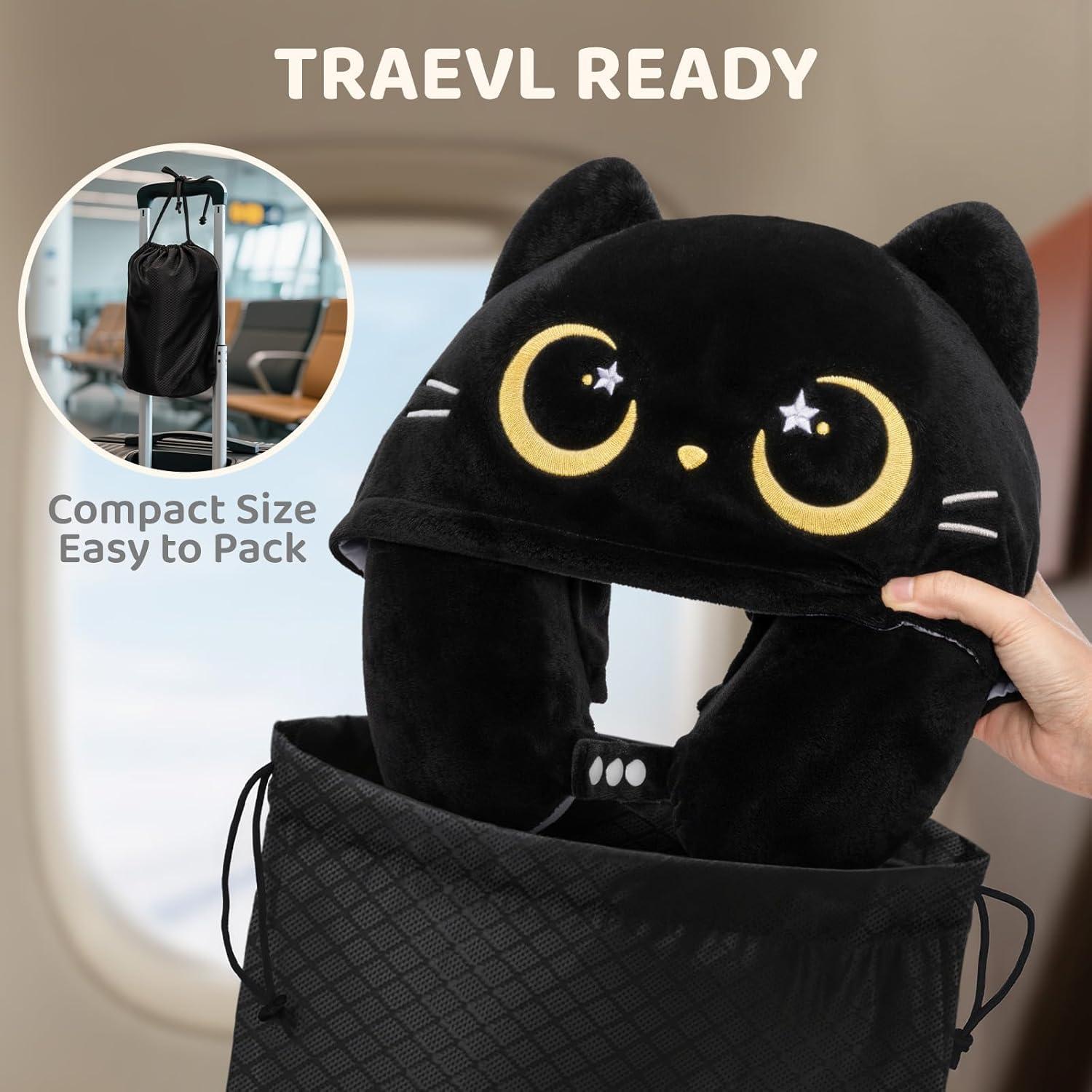 Almohada de Cuello de Viaje Mewaii con Capucha y Espuma de Memoria