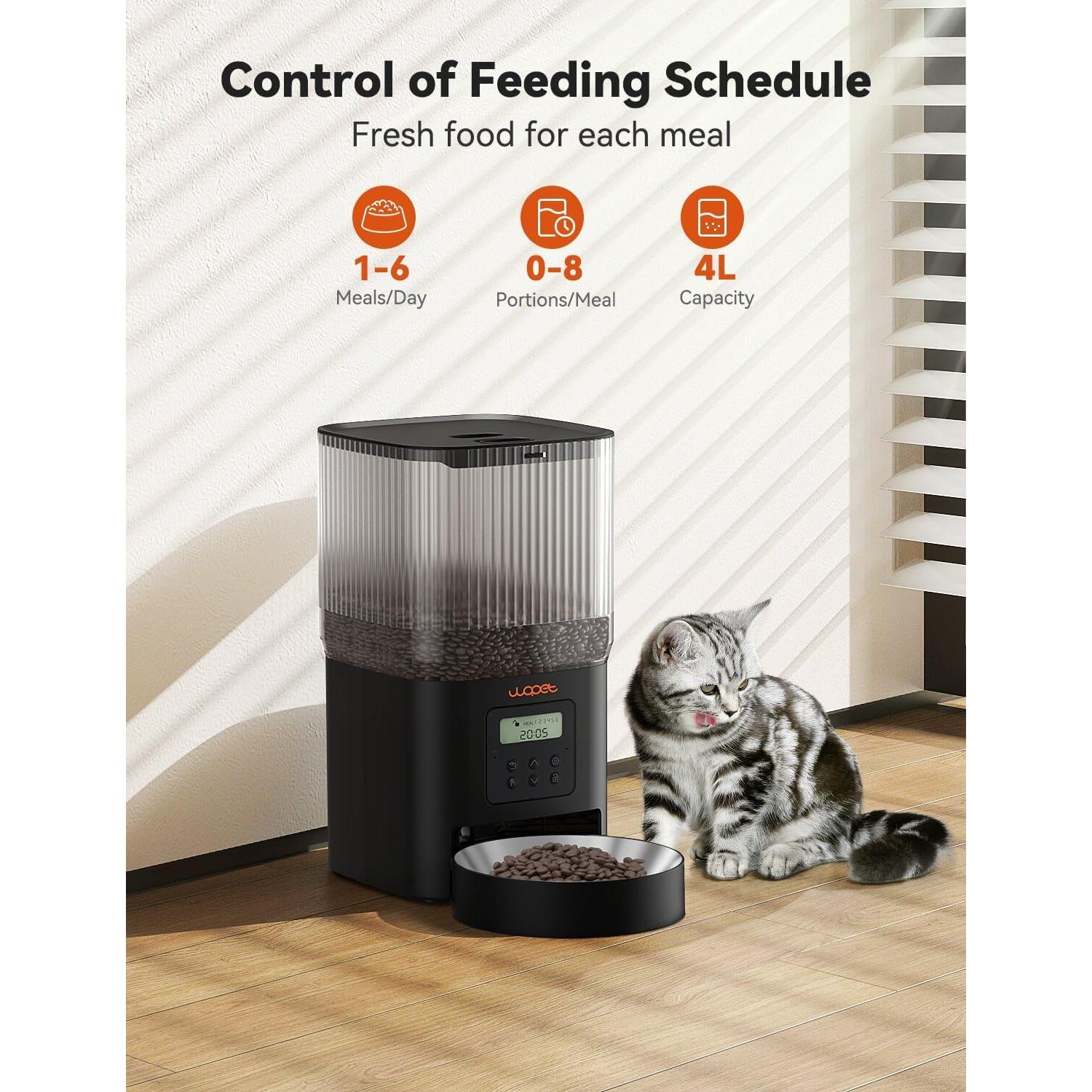 Comedero Automático WOPET para Gatos y Perros WiFi 4L