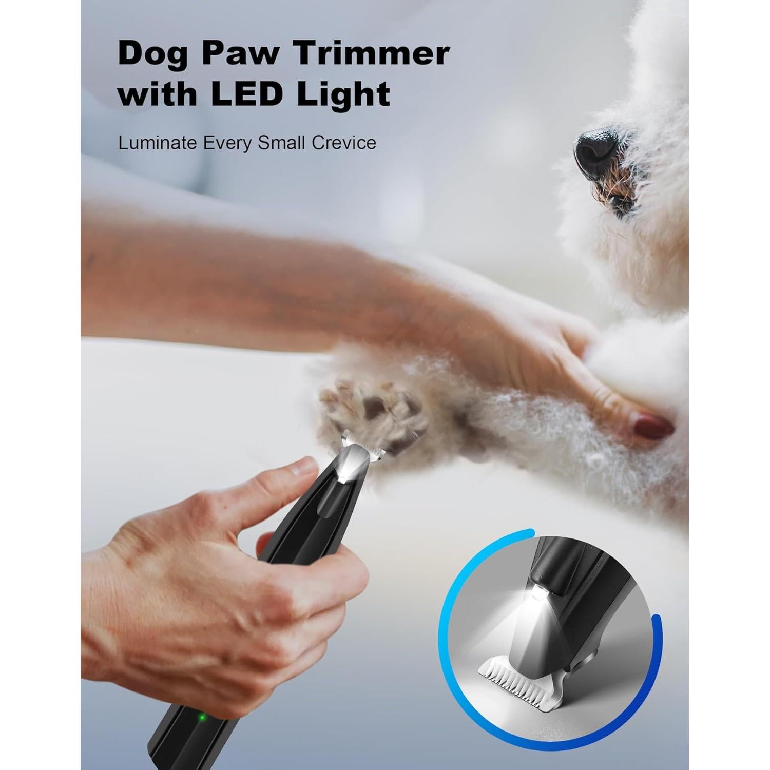 Recortadora eléctrica de patas de perro Lexflext con luz LED