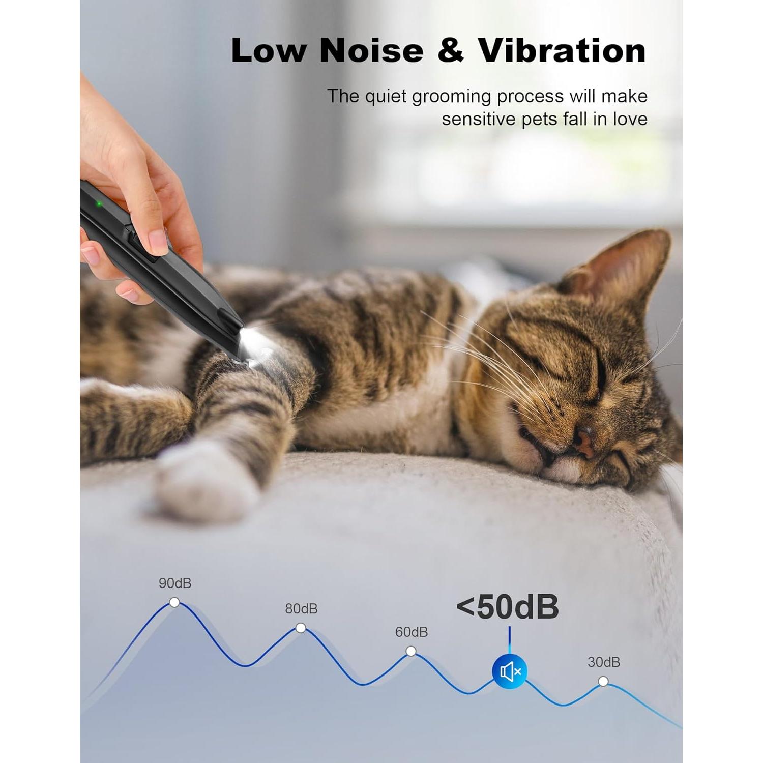 Recortadora eléctrica de patas de perro Lexflext con luz LED