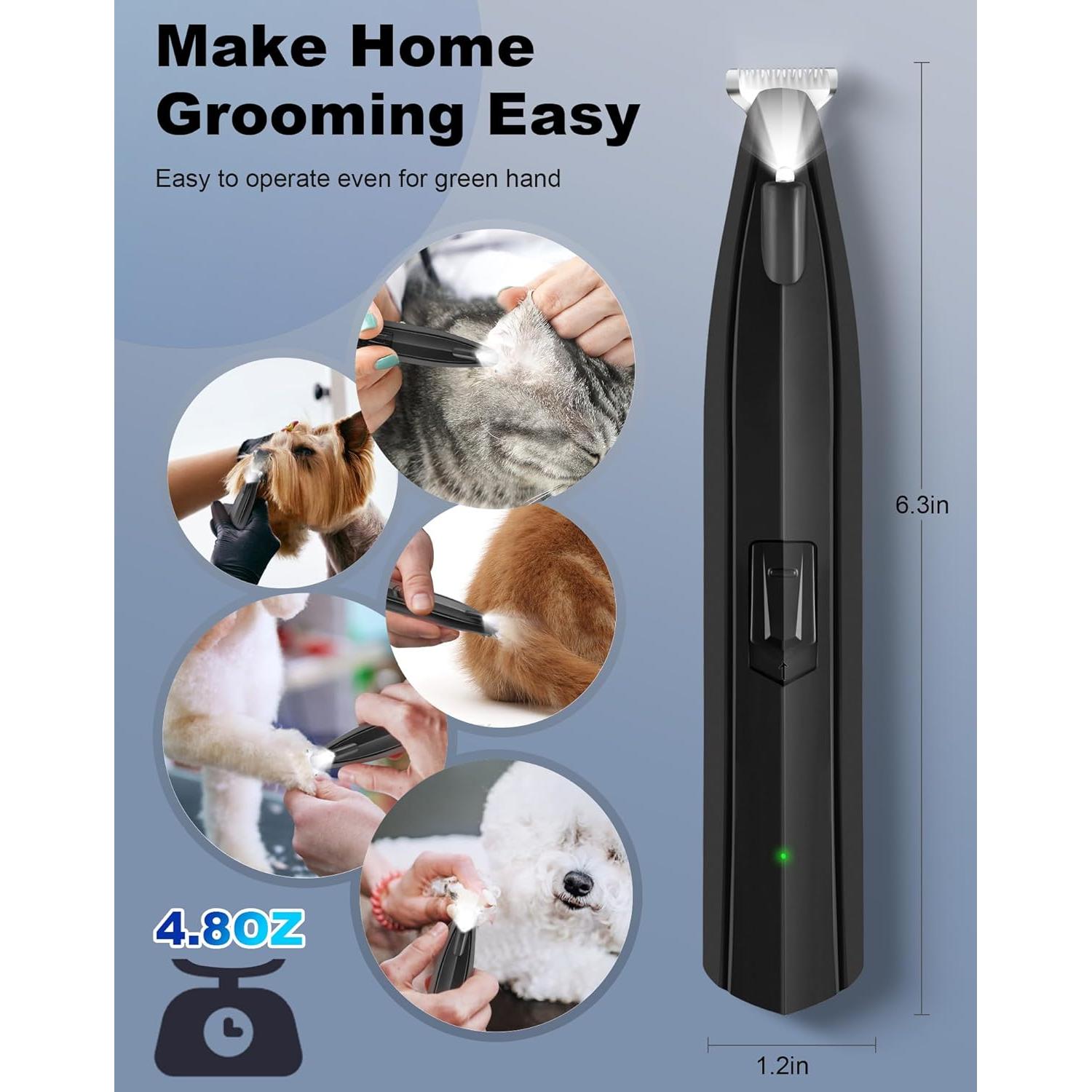 Recortadora eléctrica de patas de perro Lexflext con luz LED