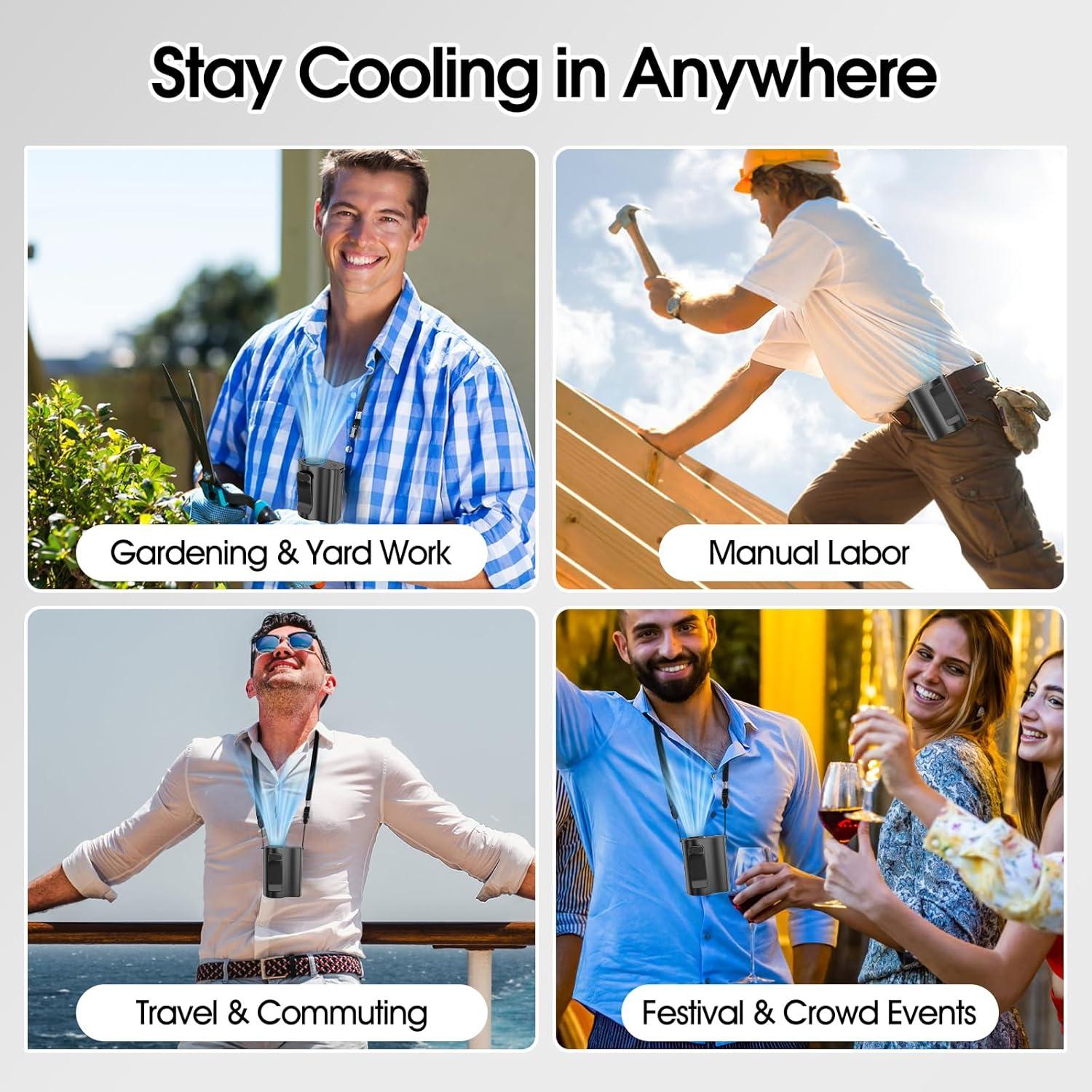 Ventilador de Cintura Portátil Peyfulo Negro 5 Velocidades