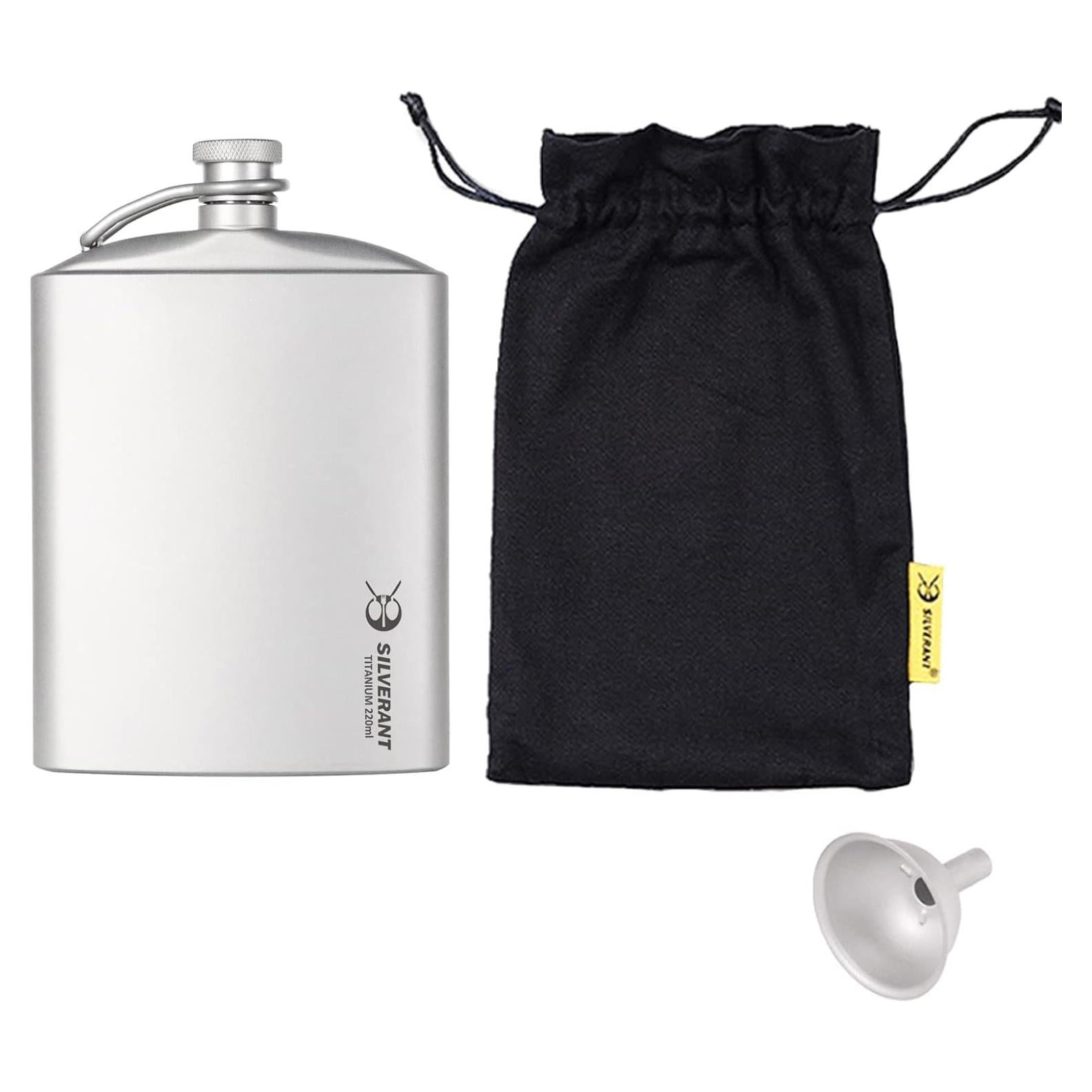 Frasco de Cadera de Titanio SilverAnt 220ml a Prueba de Fugas