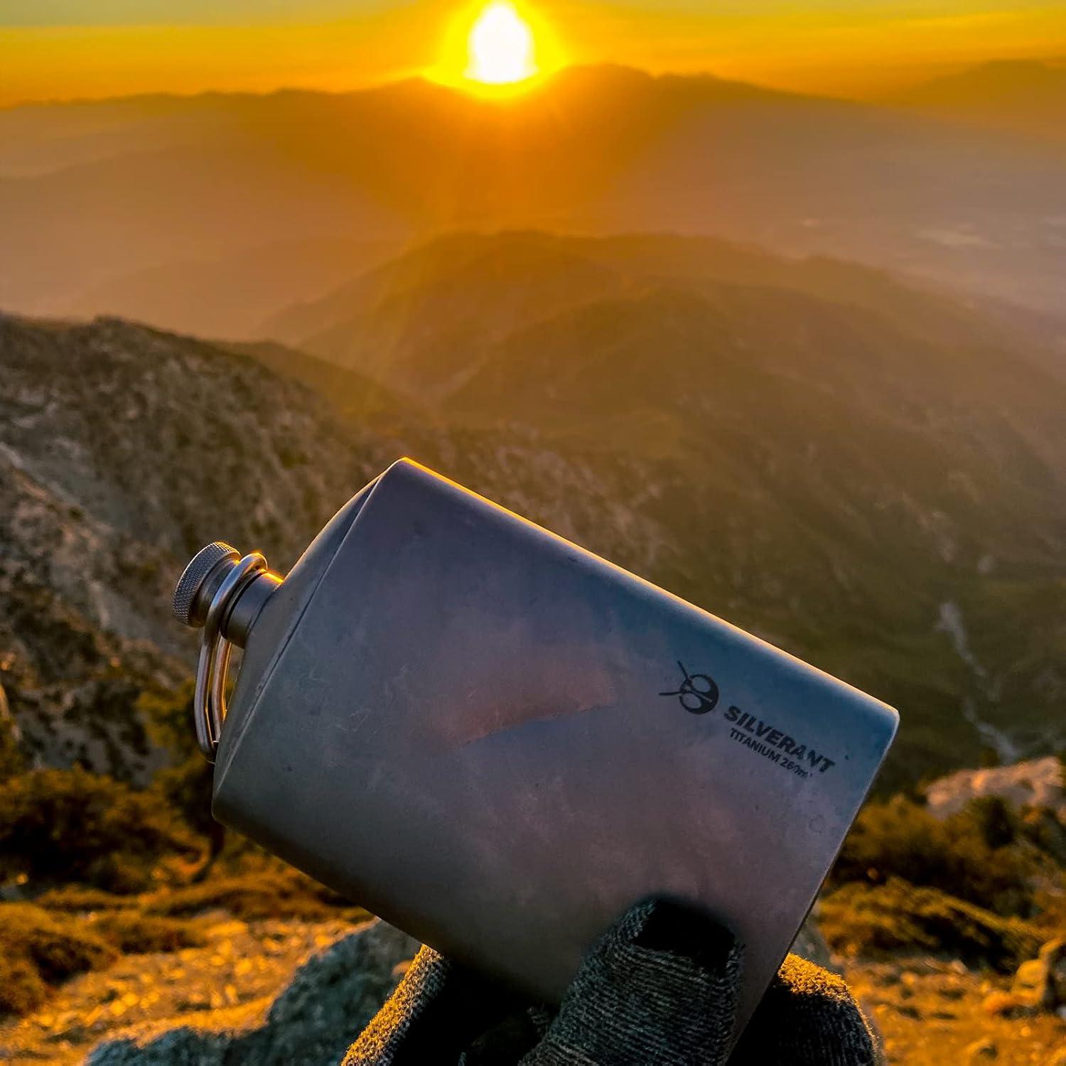 Frasco de Cadera de Titanio SilverAnt 220ml a Prueba de Fugas