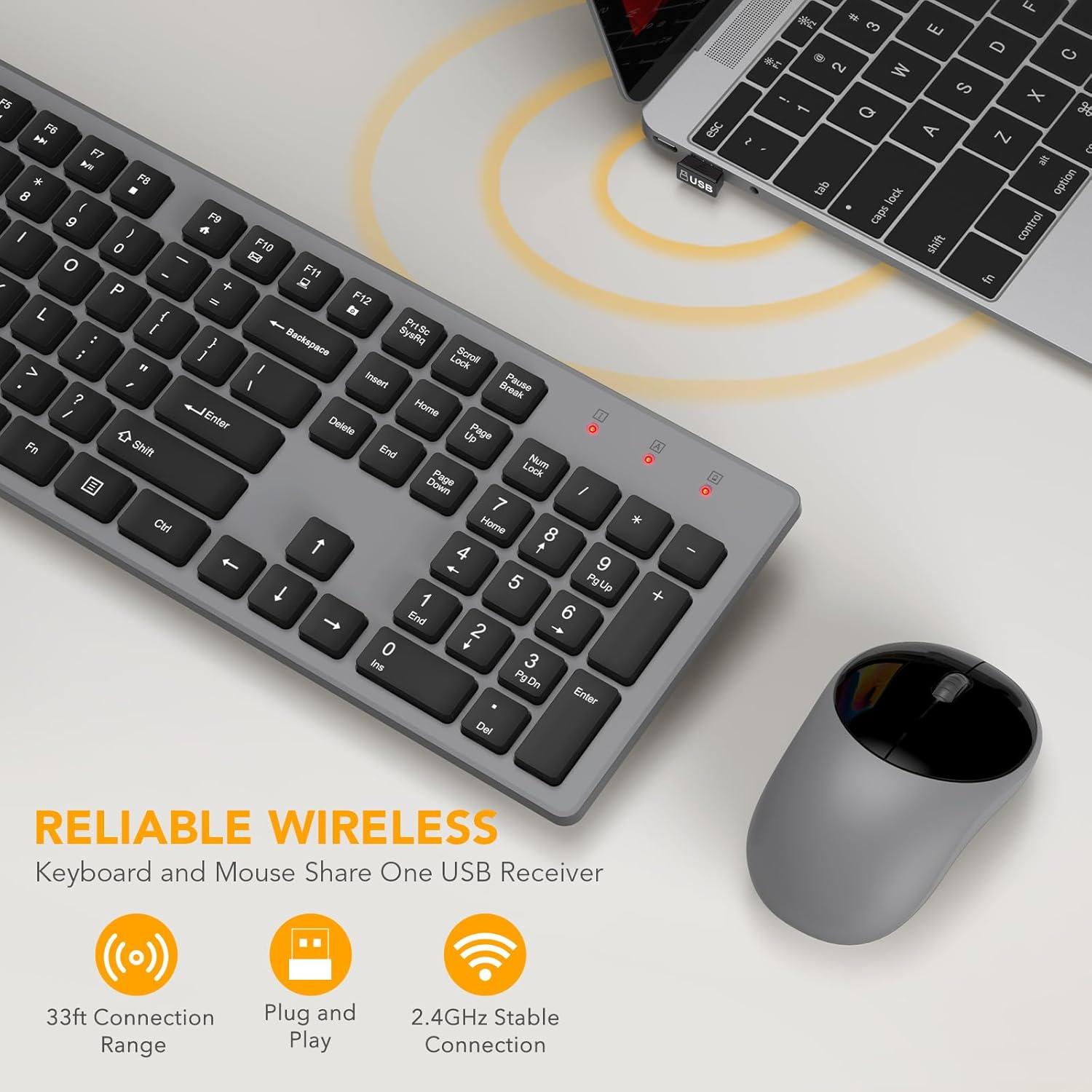 Combo Teclado y Ratón Inalámbricos WisFox USB Silencioso