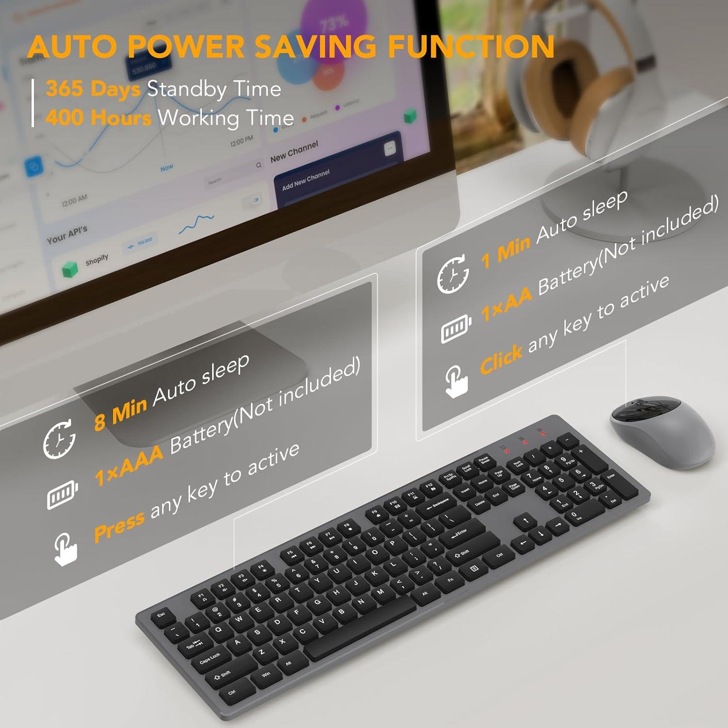 Combo Teclado y Ratón Inalámbricos WisFox USB Silencioso